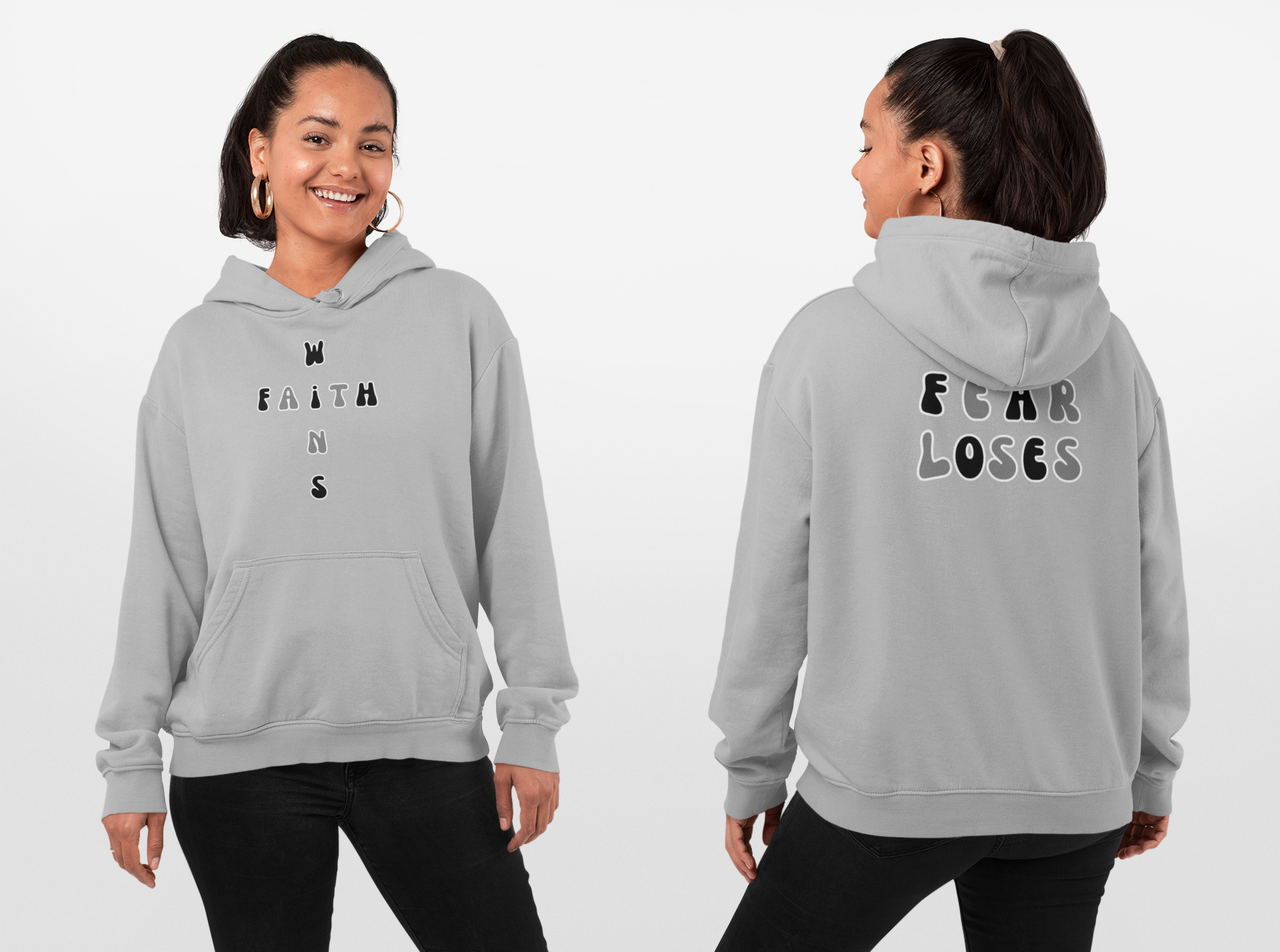 Faith Wins Fear Loses Inspirational Adult Heavy Blend™ Hooded Sweatshirt product thumbnail image