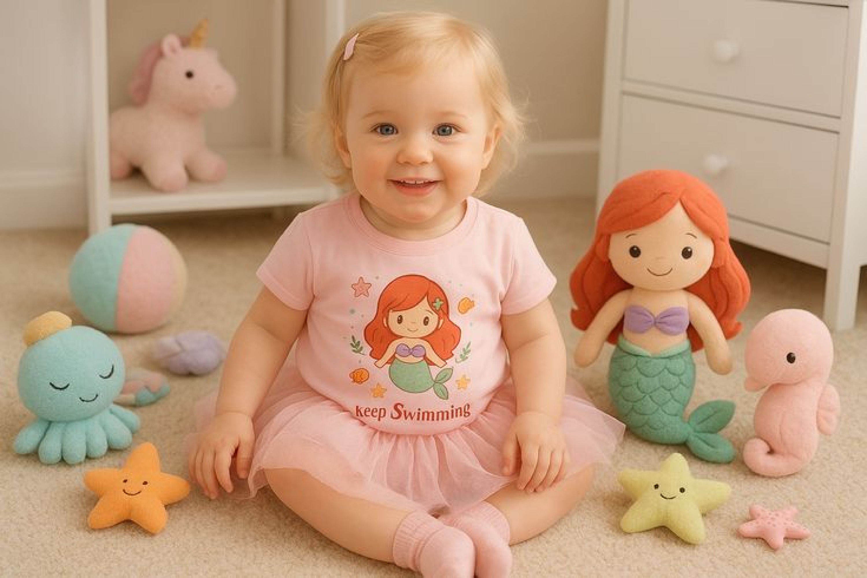 Mermaid Swim Toddler Tee product thumbnail image Mermaid Swim Toddler Tee product thumbnail image