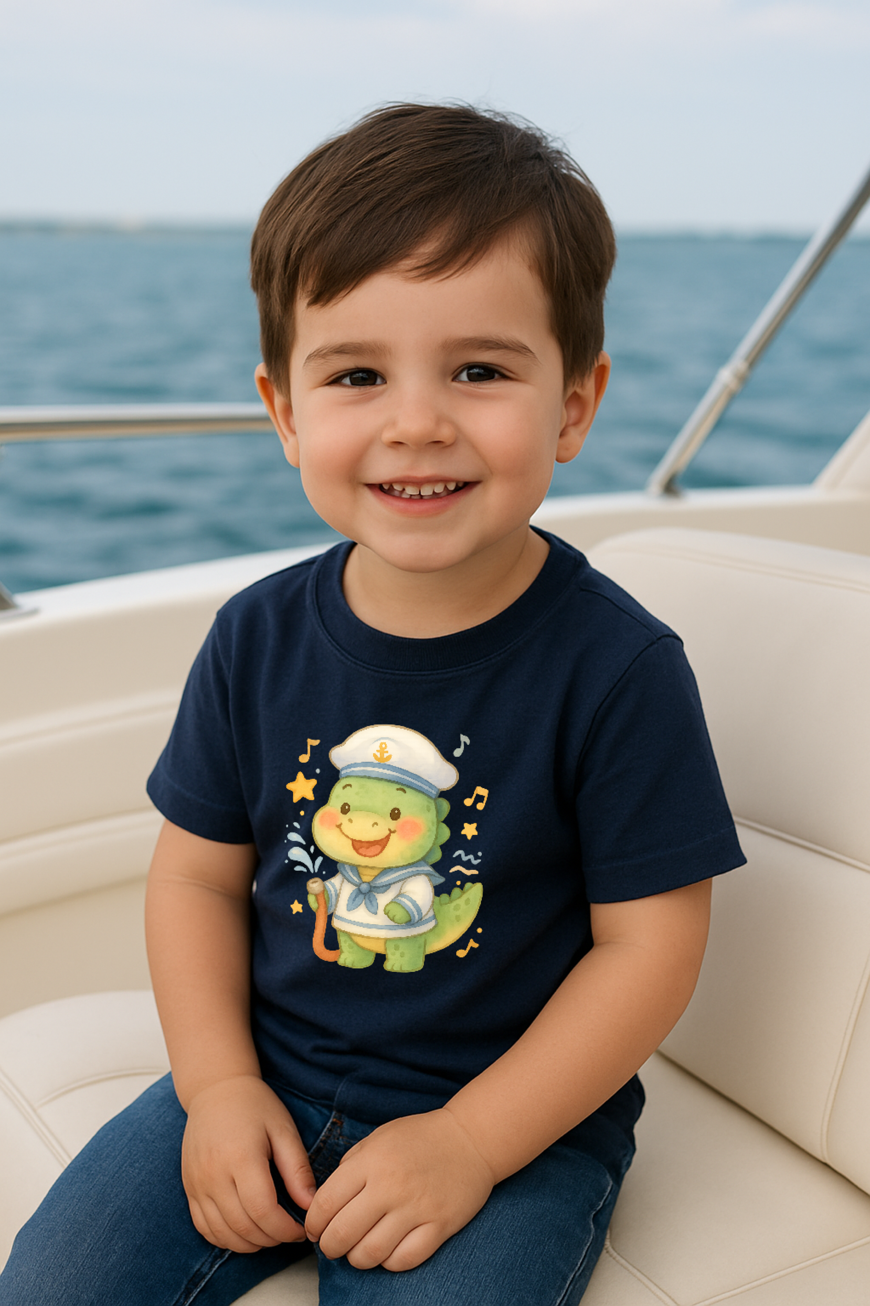 Adorable Dino Captain Toddler Tee, product thumbnail image Adorable Dino Captain Toddler Tee, product thumbnail image
