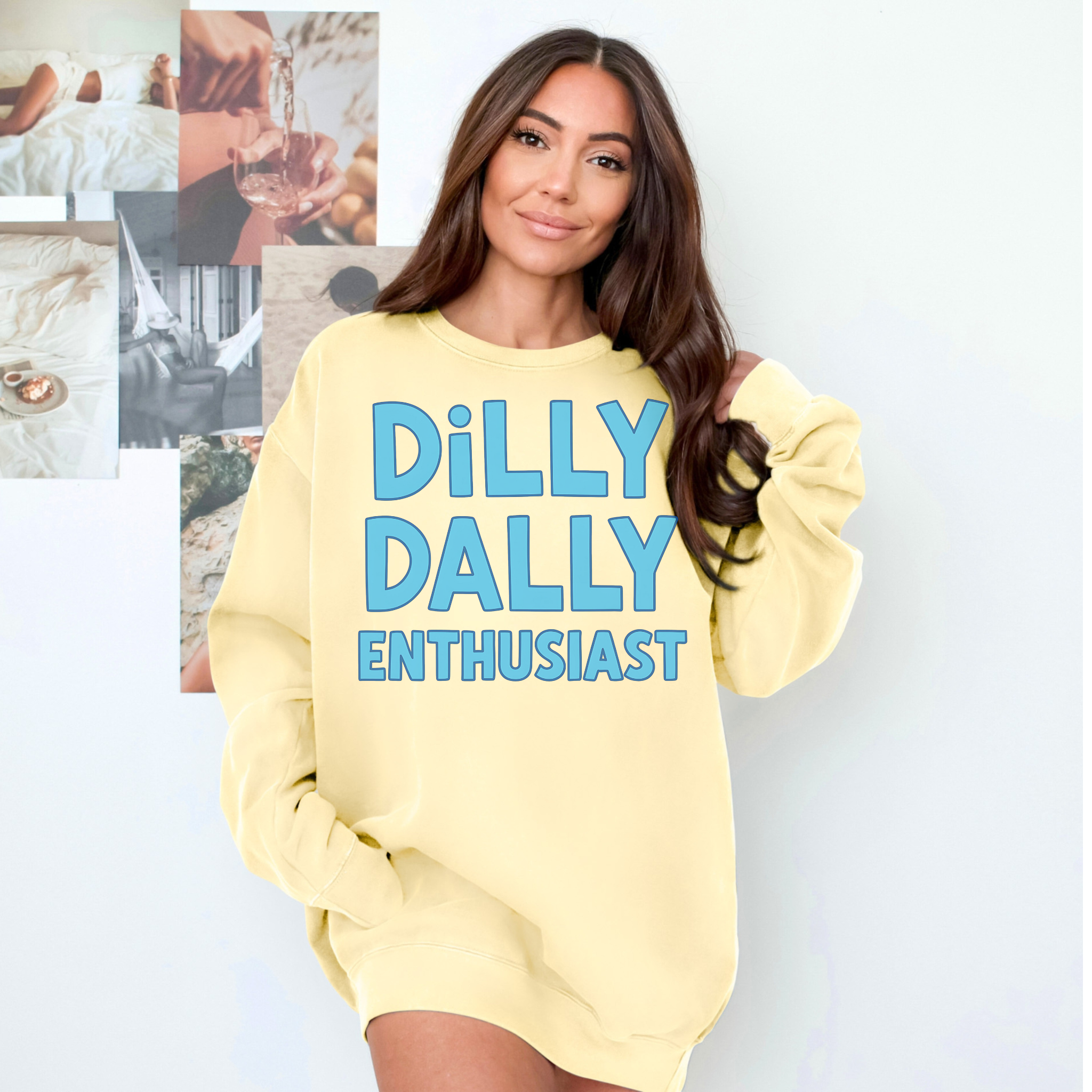 Dilly Dally Enthusiast Sweatshirt | Comfort Colors®  Graphic Pullover | Funny Cozy Sweatshirt for Women product thumbnail image