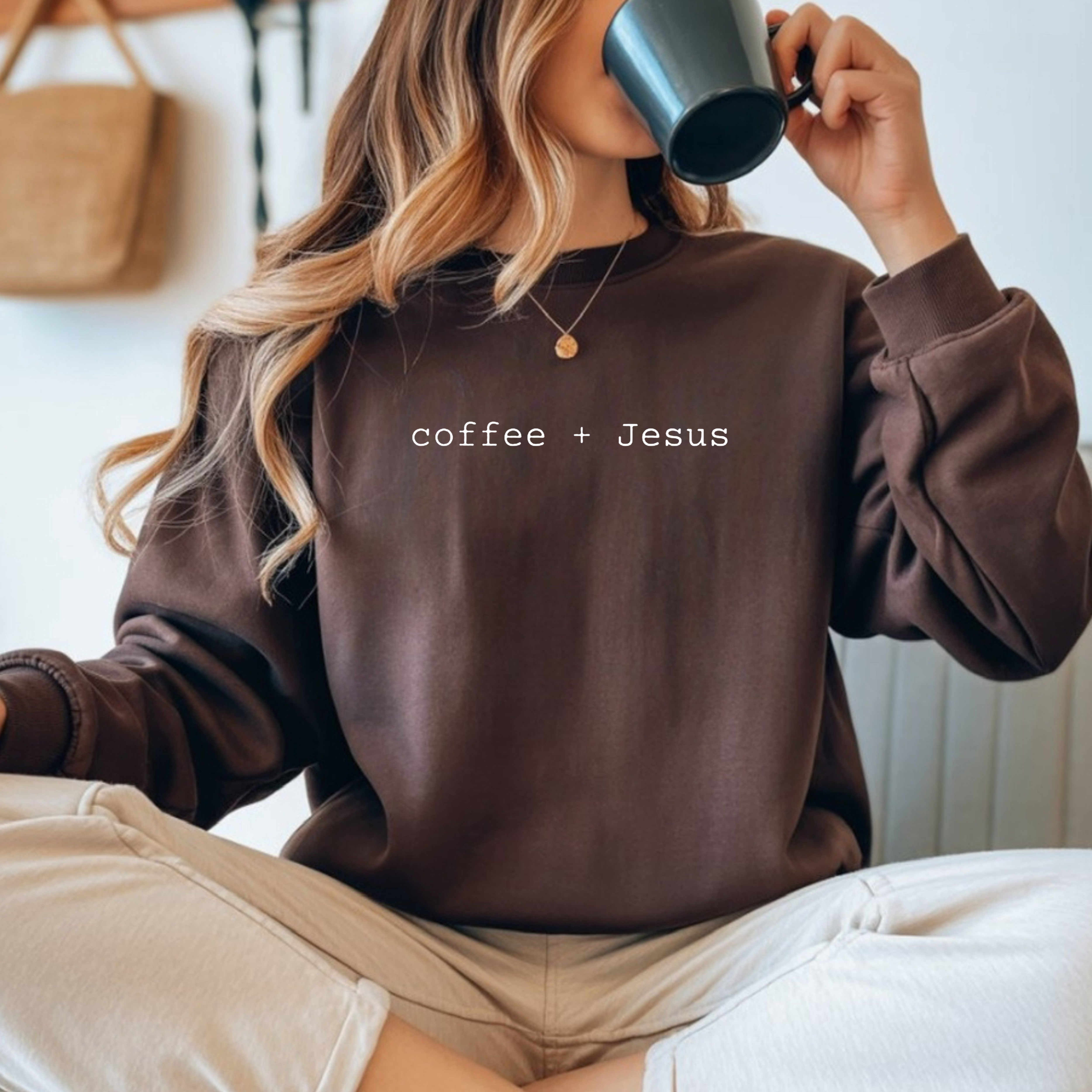 Embroidered Gildan Unisex Heavy Blend Crewneck Sweatshirt | Cozy Christian Pullover Gift for Adults product thumbnail image