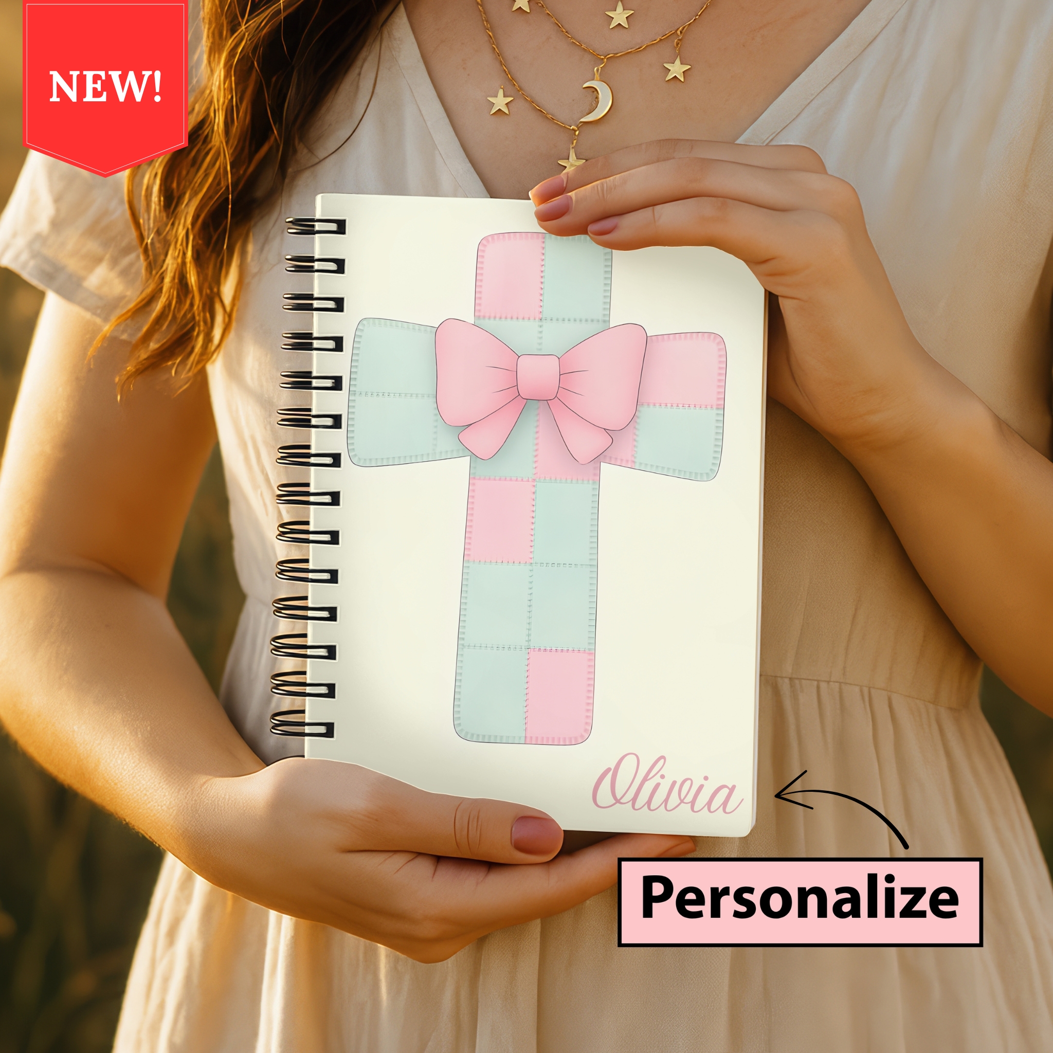 Personalized Patch Cross Notebook - Ruled Line