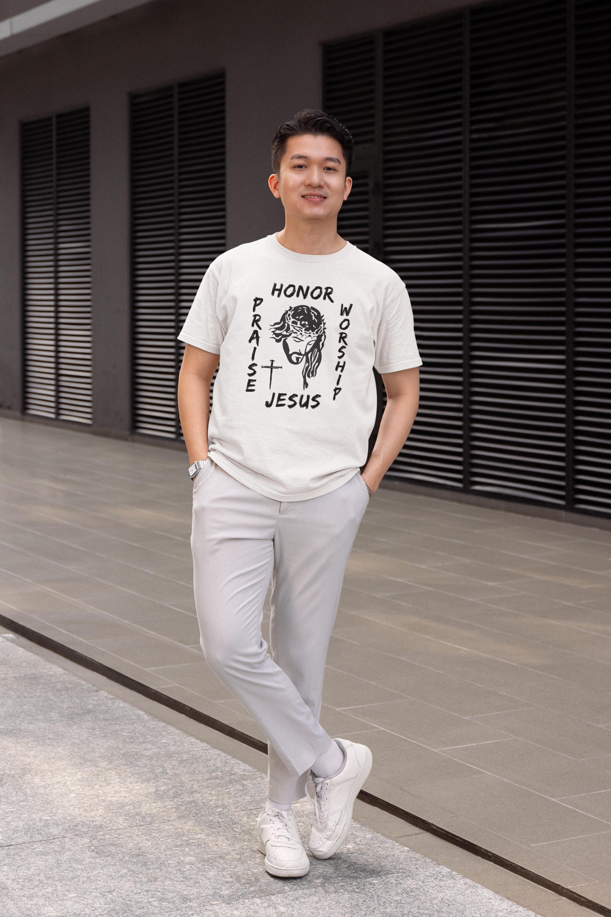 Honor, Praise, Worship Jesus Heavy Cotton Tee product thumbnail image