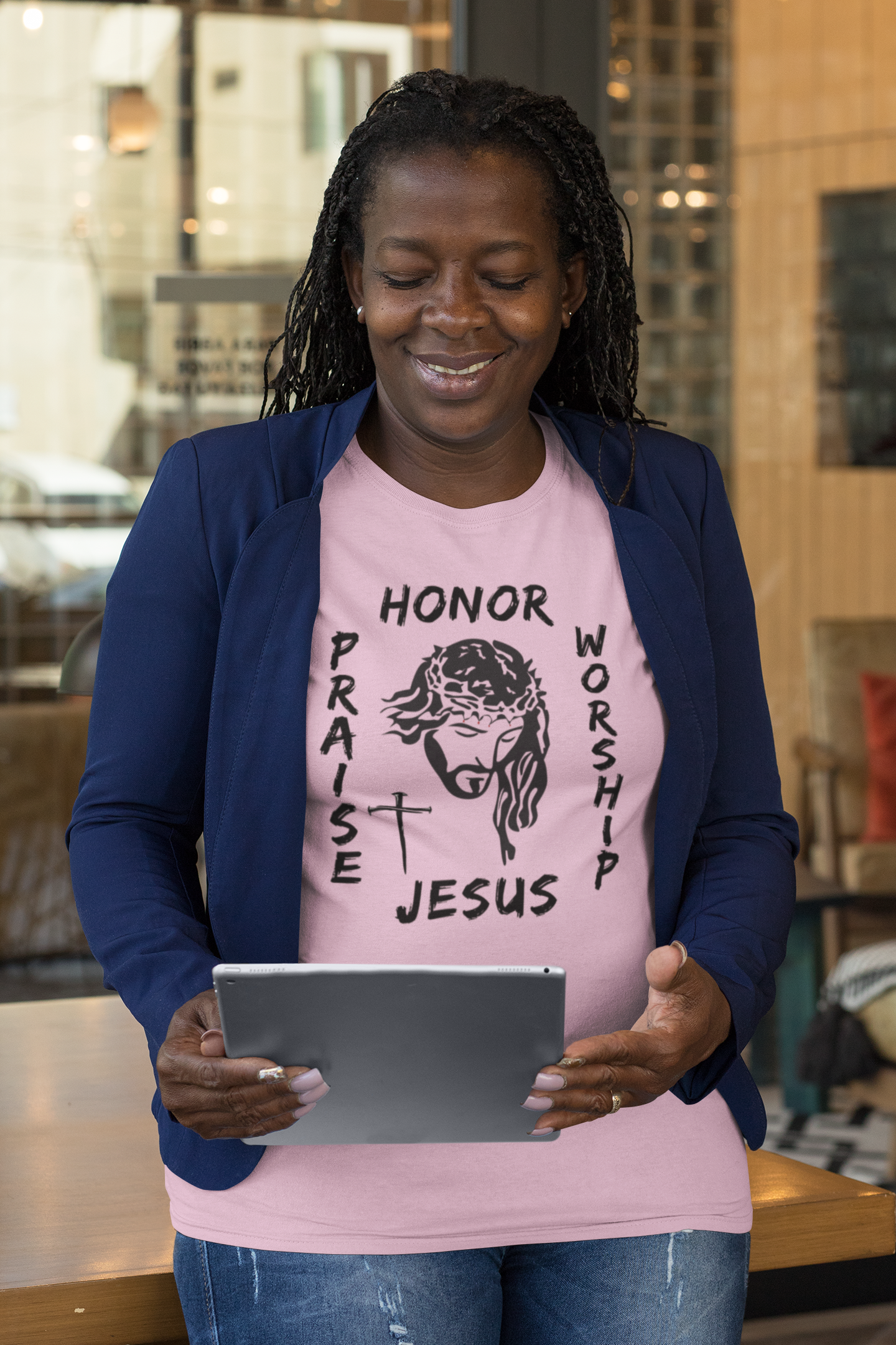 Honor, Praise, Worship Jesus Heavy Cotton Tee product thumbnail image