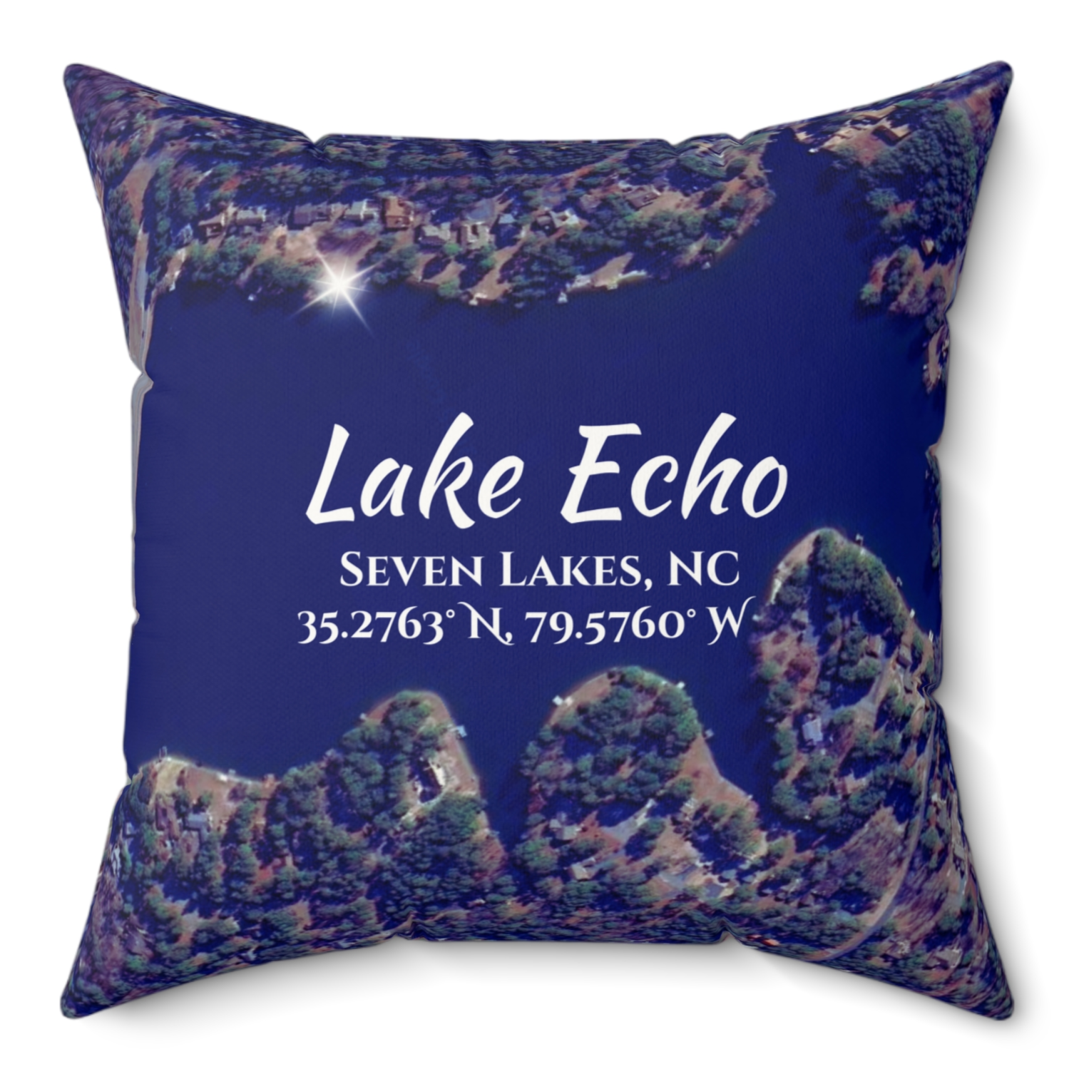 Lake Echo Pillow, in Blue with option to personalize GPS coordinates. product thumbnail image Lake Echo Pillow, in Blue with option to personalize GPS coordinates. product thumbnail image
