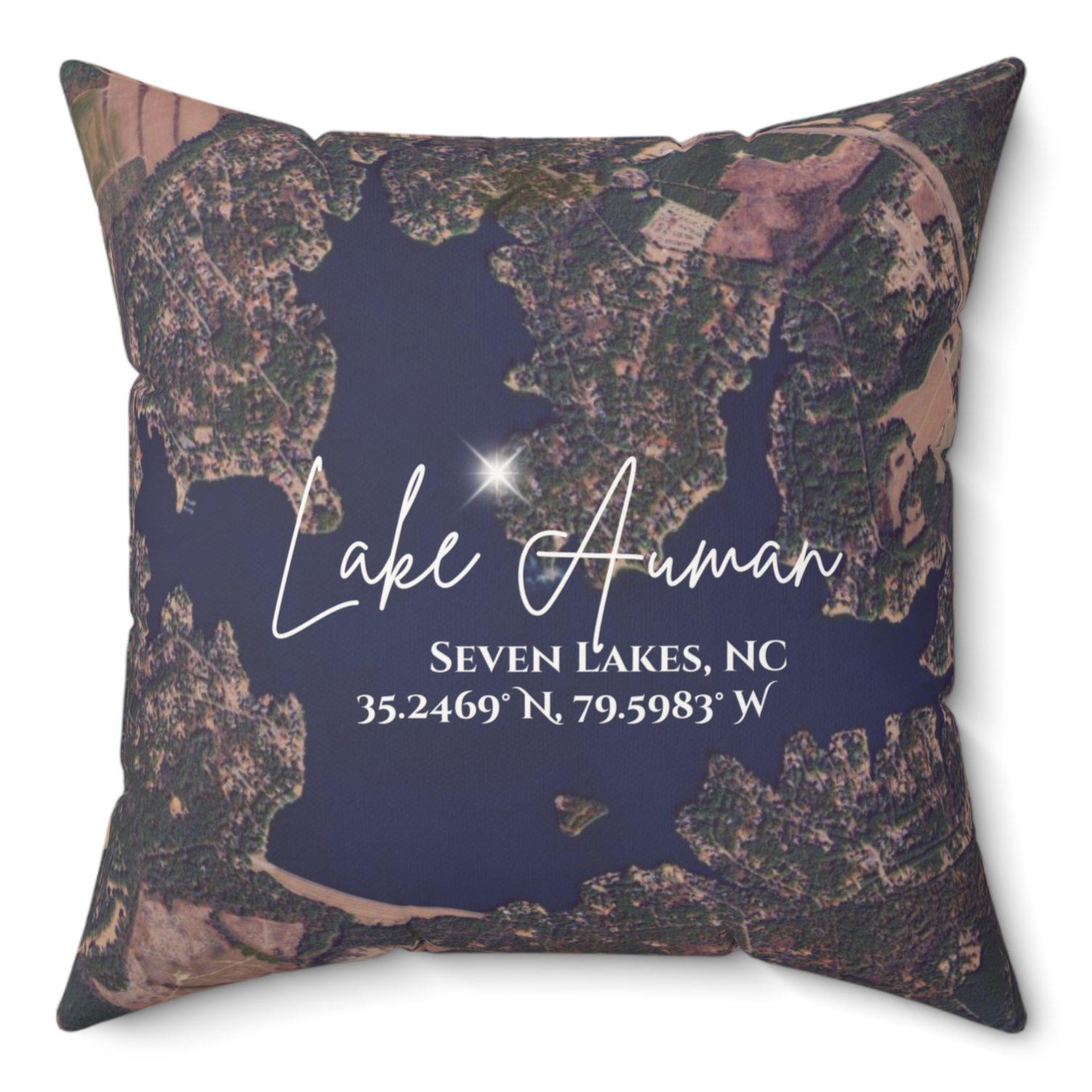 Lake Auman Pillow, Map with option to personalize GPS coordinates. Lake Auman Pillow, Map with option to personalize GPS coordinates.