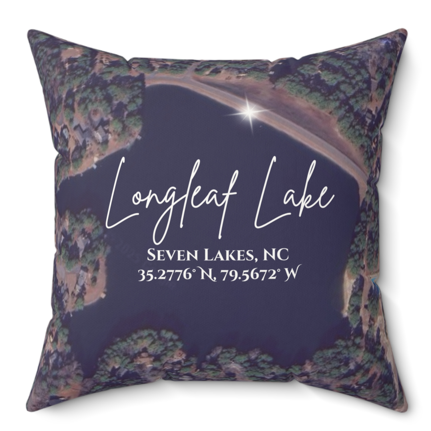 Longleaf Lake Pillow, Map with option to personalize GPS coordinates. Longleaf Lake Pillow, Map with option to personalize GPS coordinates.