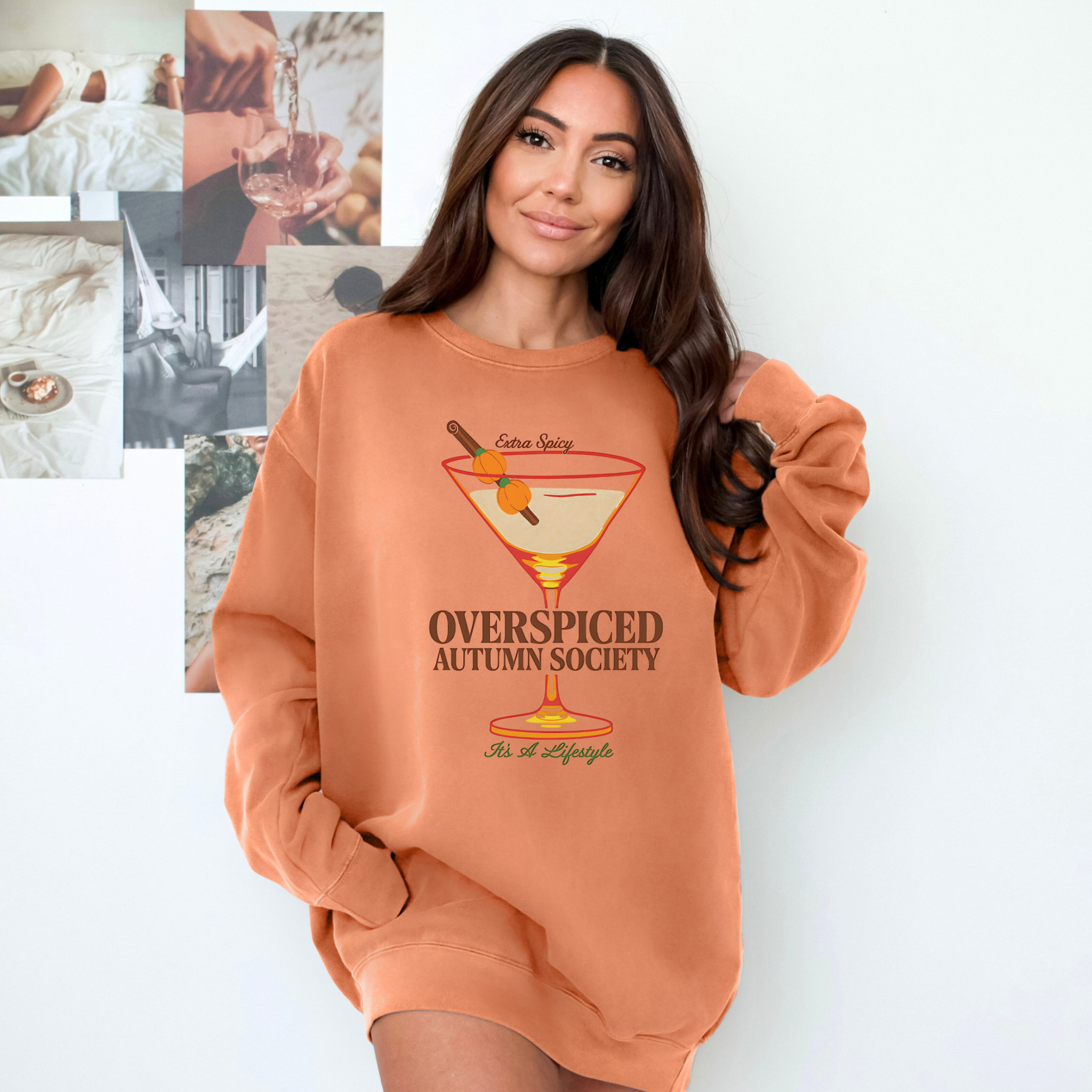 Overspiced Autumn Society Sweatshirt | Comfort Colors® Fall Graphic Crewneck | Extra Spicy Cozy Pullover for Pumpkin Spice Lovers