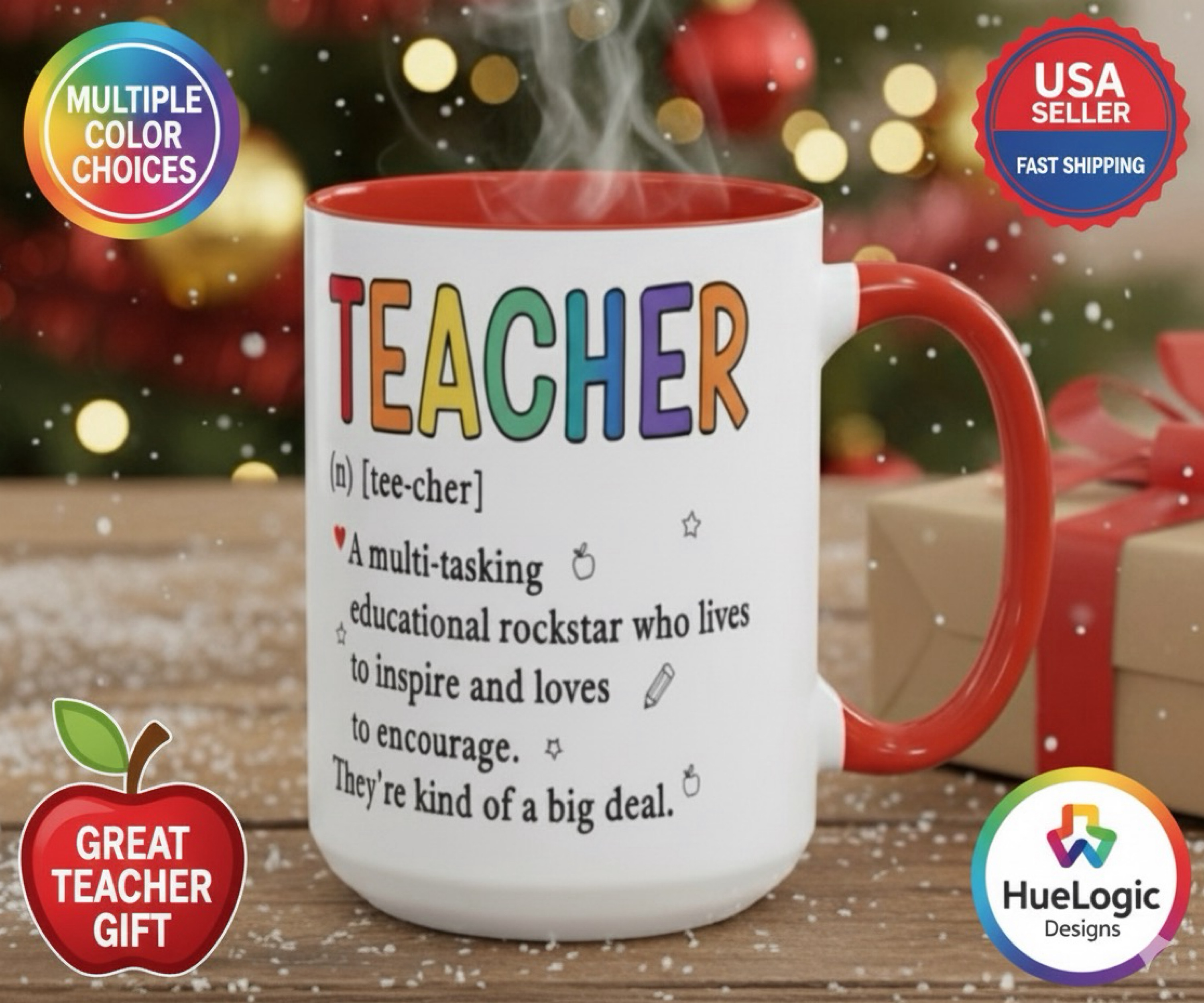Teacher Definition Mug Funny Christmas Gift  Educational Rockstar Coffee Cup 15oz product thumbnail image