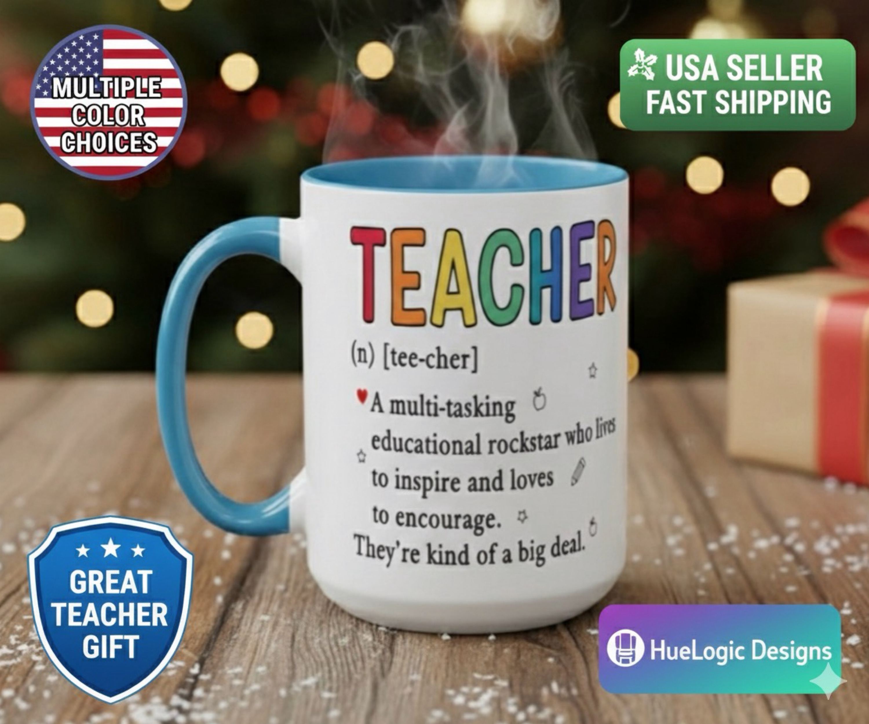 Teacher Definition Mug Funny Christmas Gift  Educational Rockstar Coffee Cup 15oz product thumbnail image