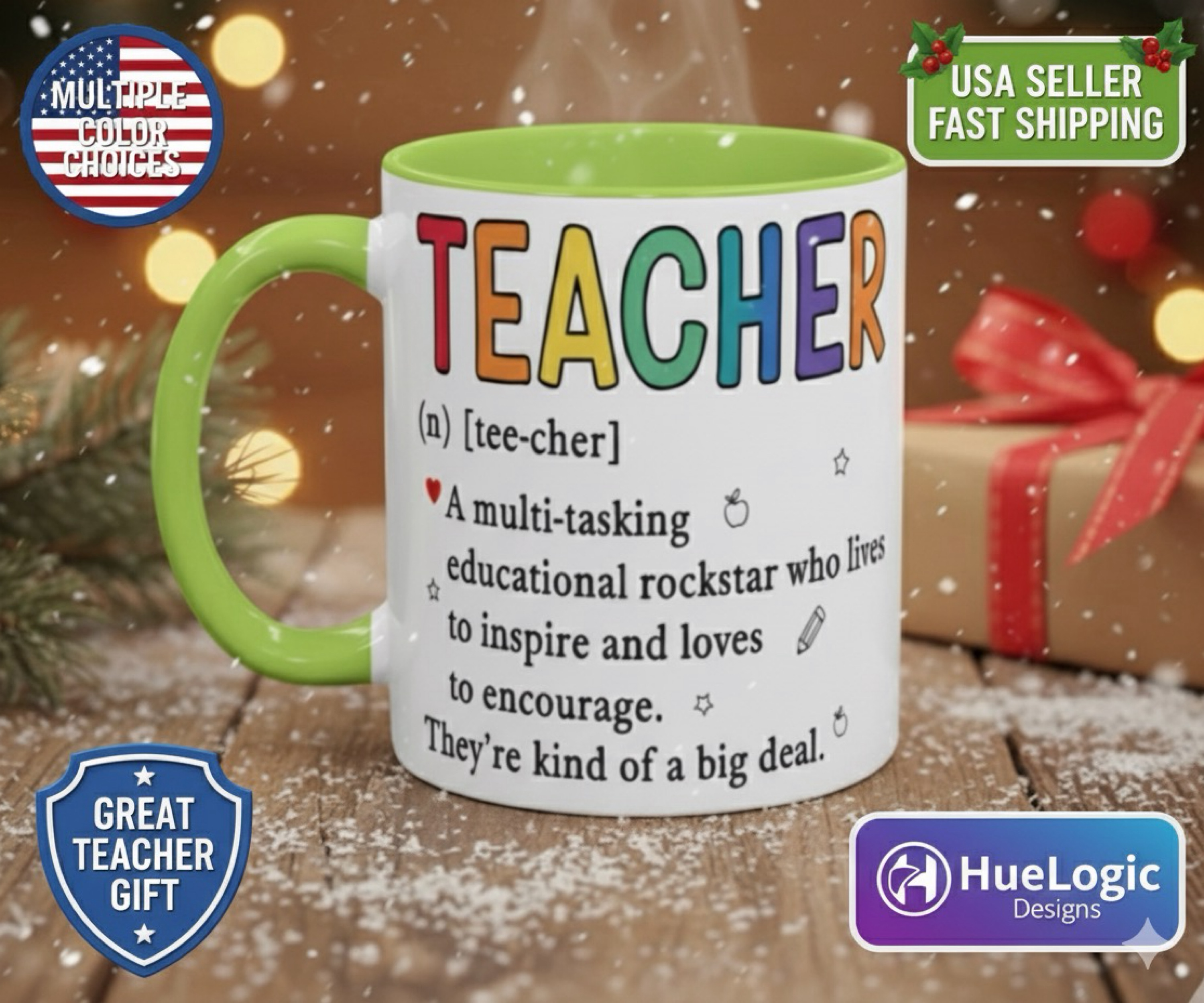 Teacher Definition Mug Funny Christmas Gift  Educational Rockstar Coffee Cup 15oz product thumbnail image