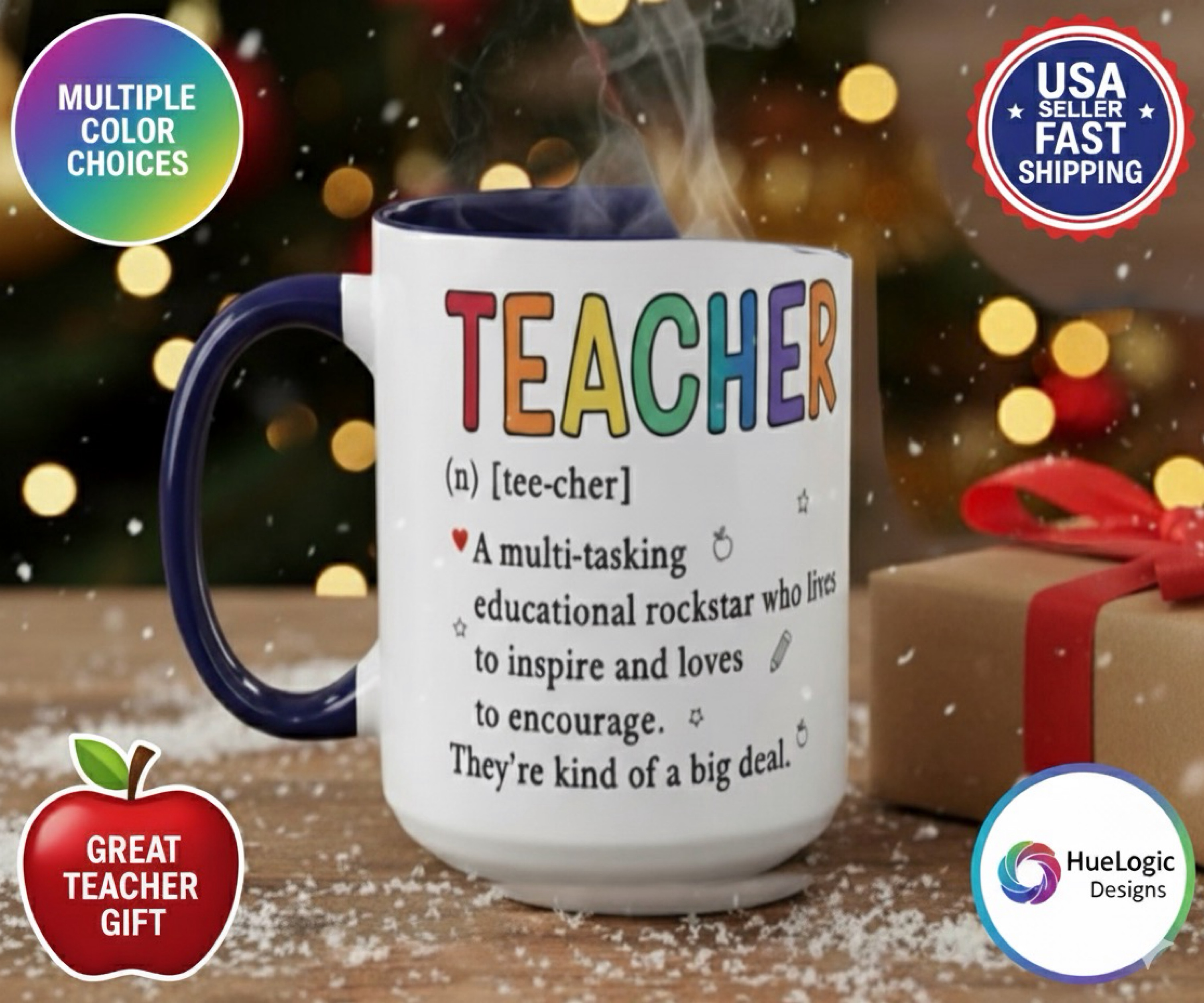 Teacher Definition Mug Funny Christmas Gift  Educational Rockstar Coffee Cup 15oz product thumbnail image