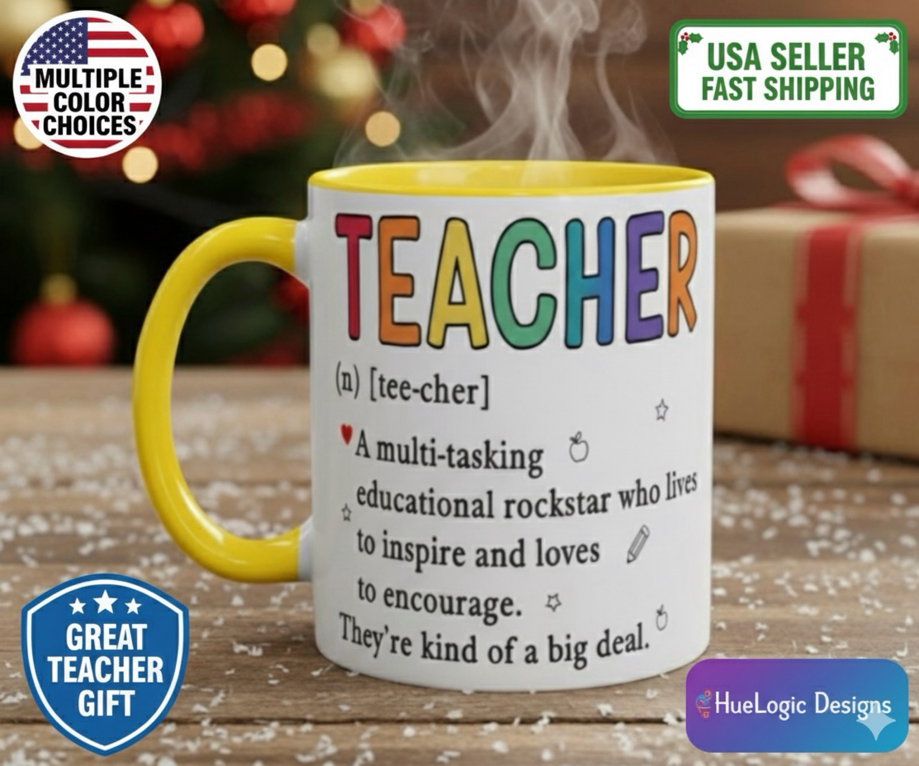 Teacher Definition Mug Funny Christmas Gift  Educational Rockstar Coffee Cup 15oz product thumbnail image