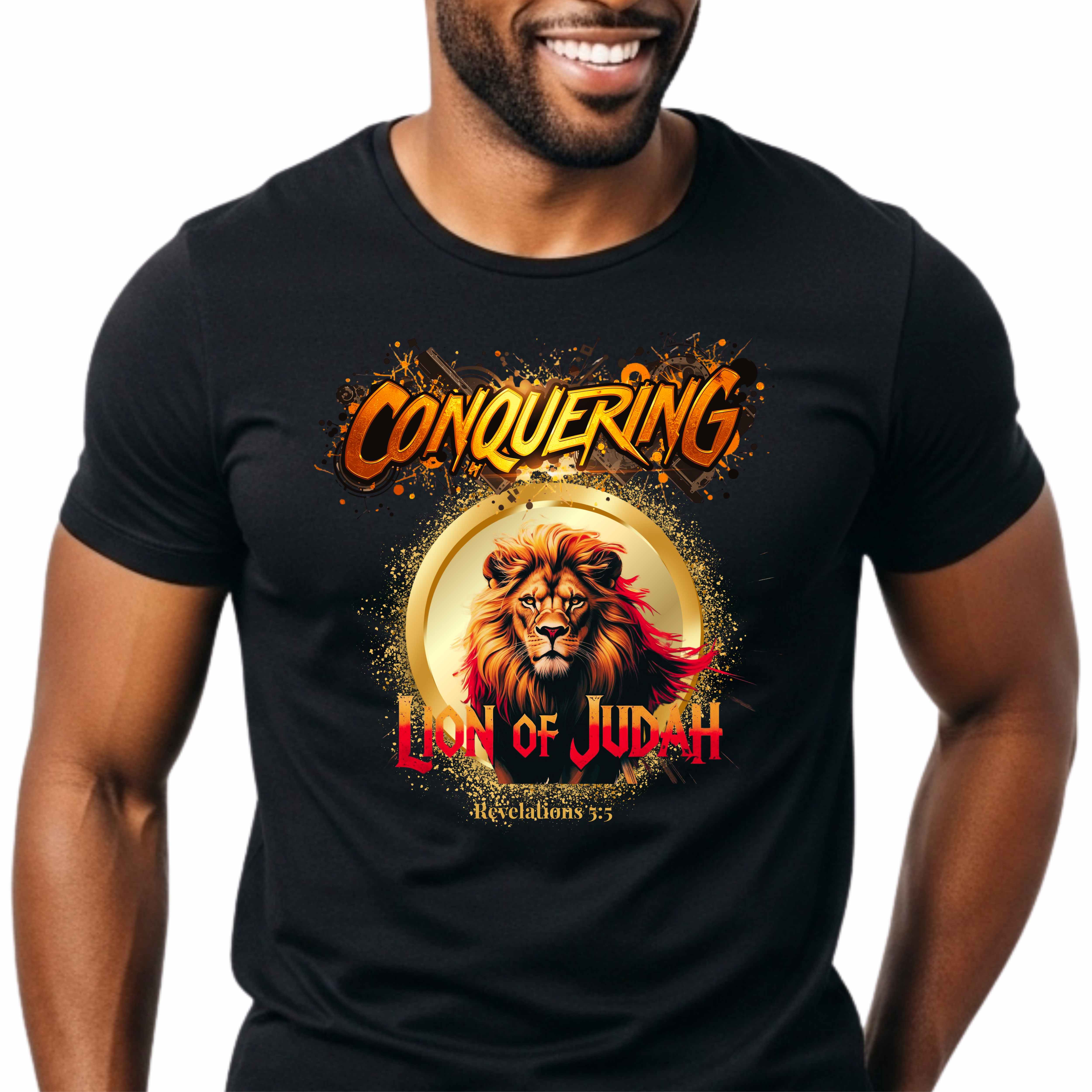 "Conquering Lion of Judah" Christian Men’s T-Shirt – Strength, Bold Faith, Kingdom Identity product thumbnail image "Conquering Lion of Judah" Christian Men’s T-Shirt – Strength, Bold Faith, Kingdom Identity product thumbnail image