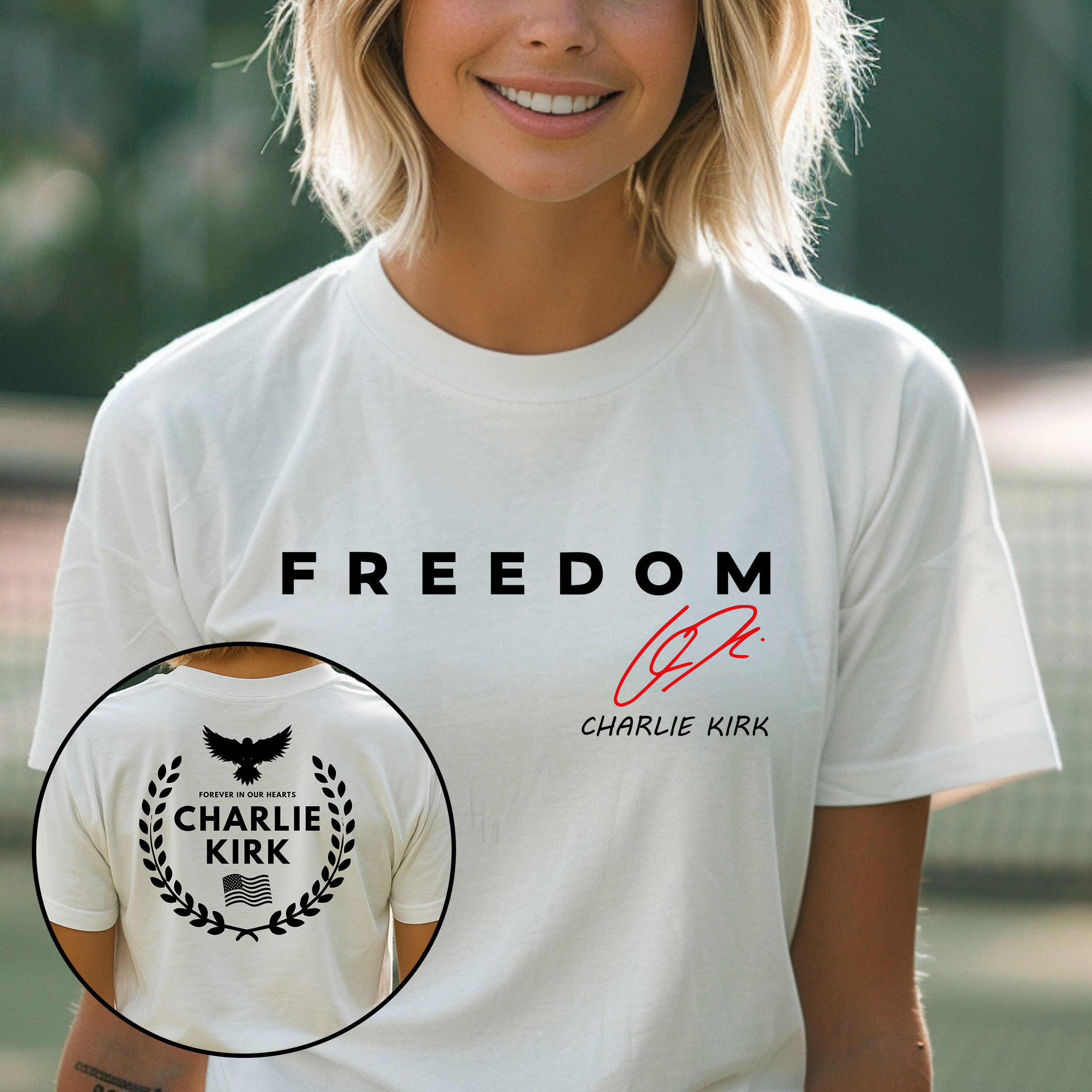 Freedom - Charlie Kirk Eagle TShirt product thumbnail image Freedom - Charlie Kirk Eagle TShirt product thumbnail image