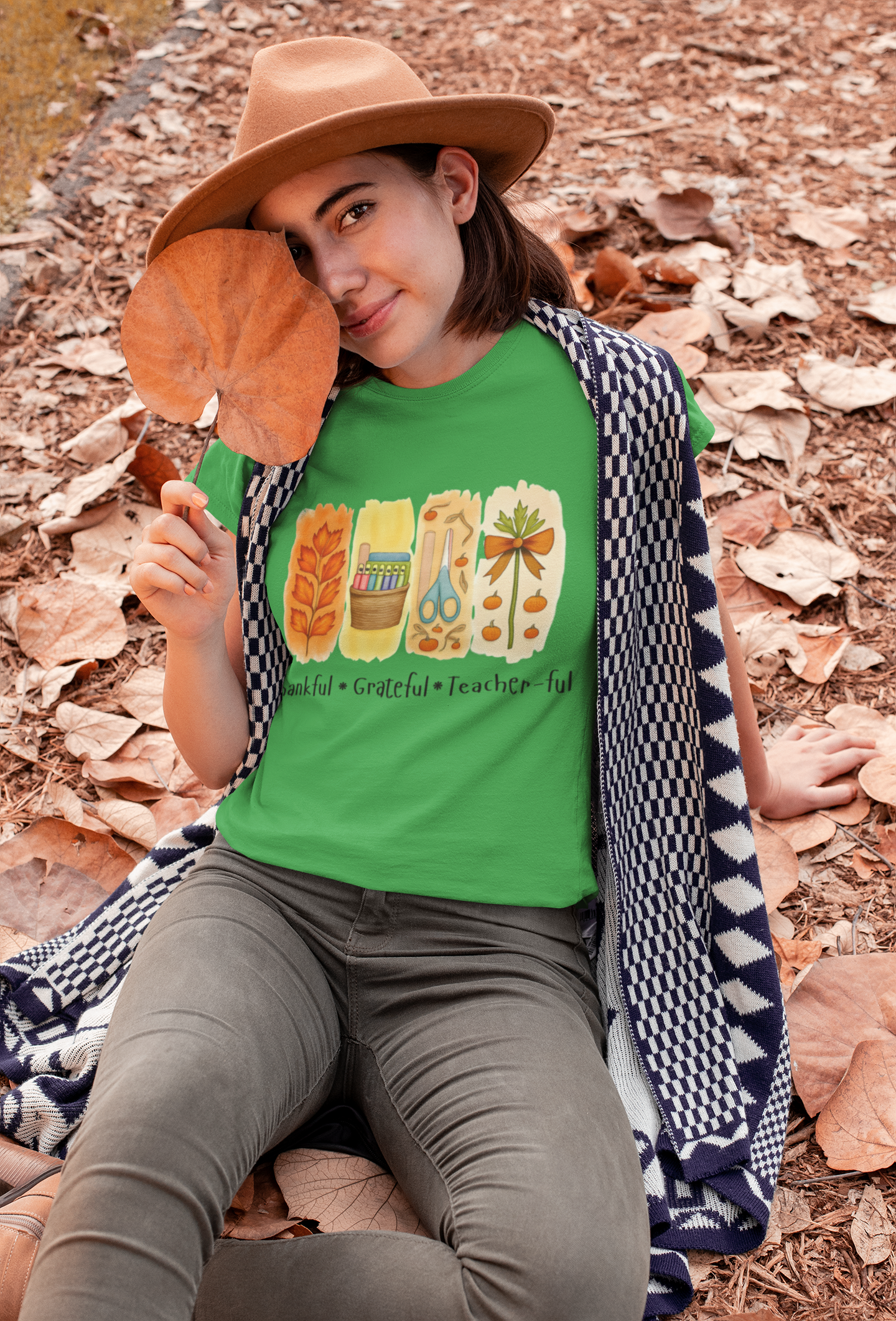 Thankful Grateful Teacher Unisex Softstyle T-Shirt, Teacher Gift, Appreciation Shirt, Fall T-Shirt, Thanksgiving Apparel product thumbnail image