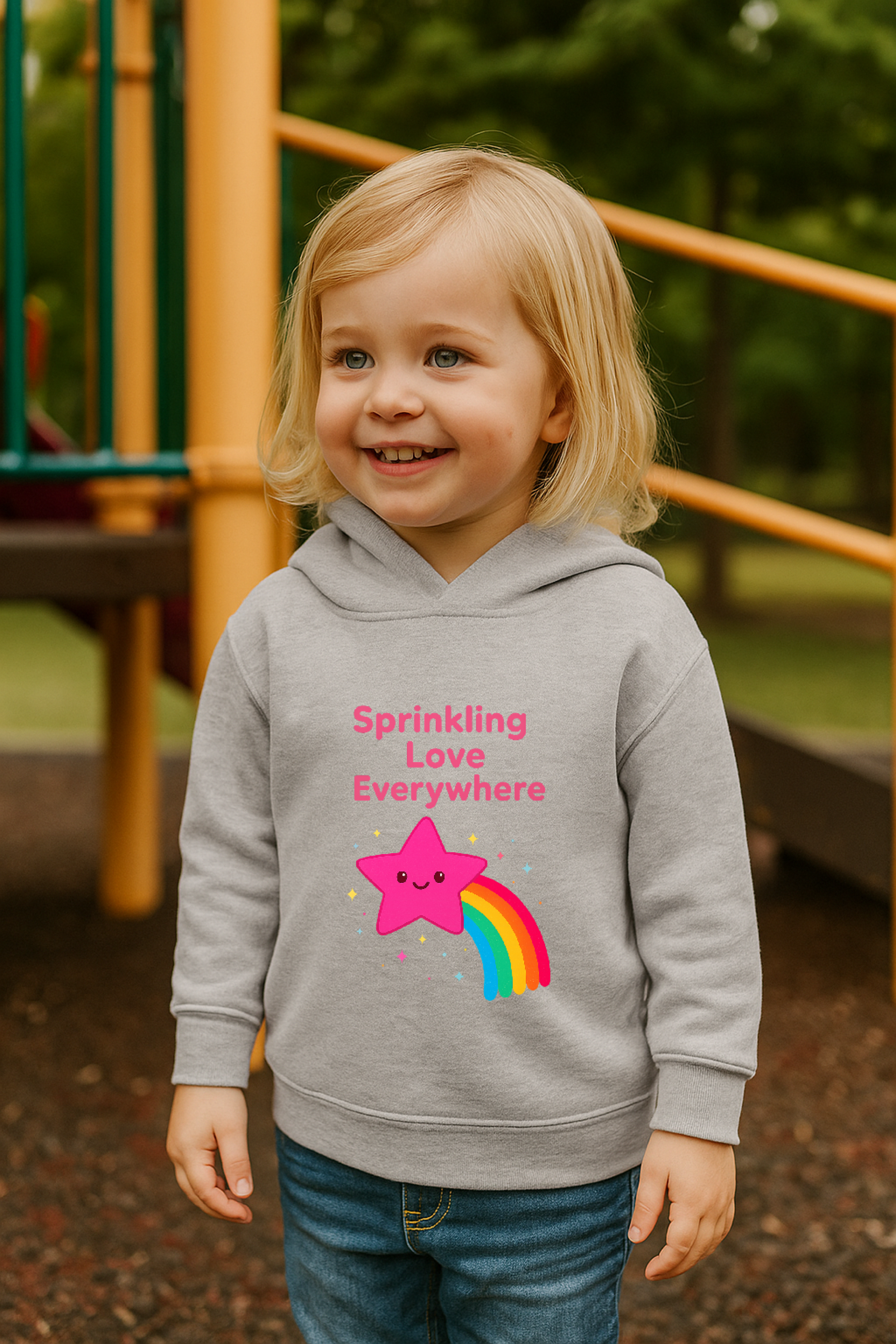 Toddler Fleece Hoodie with Rainbow and Star Design product thumbnail image Toddler Fleece Hoodie with Rainbow and Star Design product thumbnail image