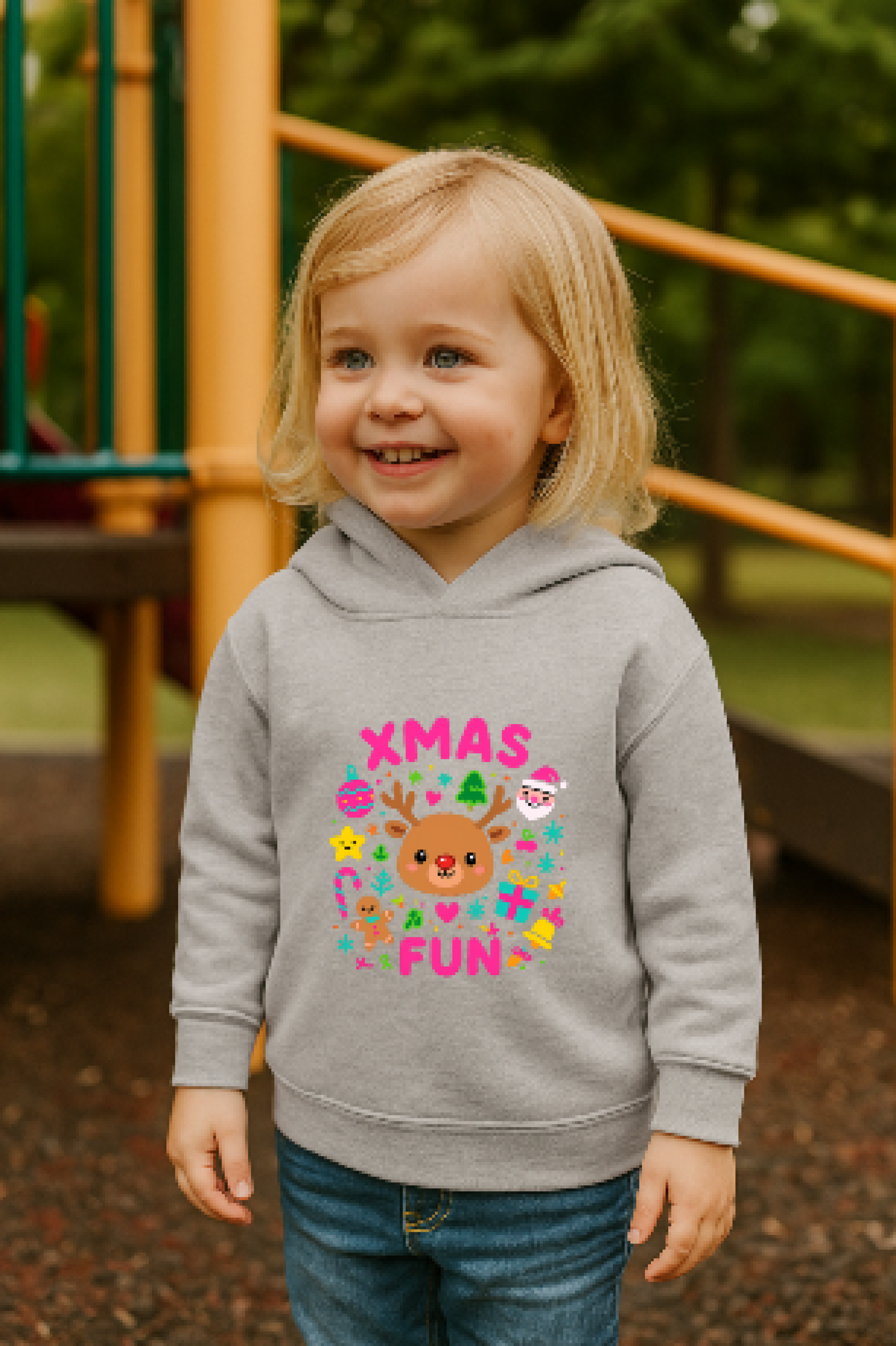 Cute Toddler Fleece Hoodie with 'XMAS FUN' Design product thumbnail image Cute Toddler Fleece Hoodie with 'XMAS FUN' Design product thumbnail image