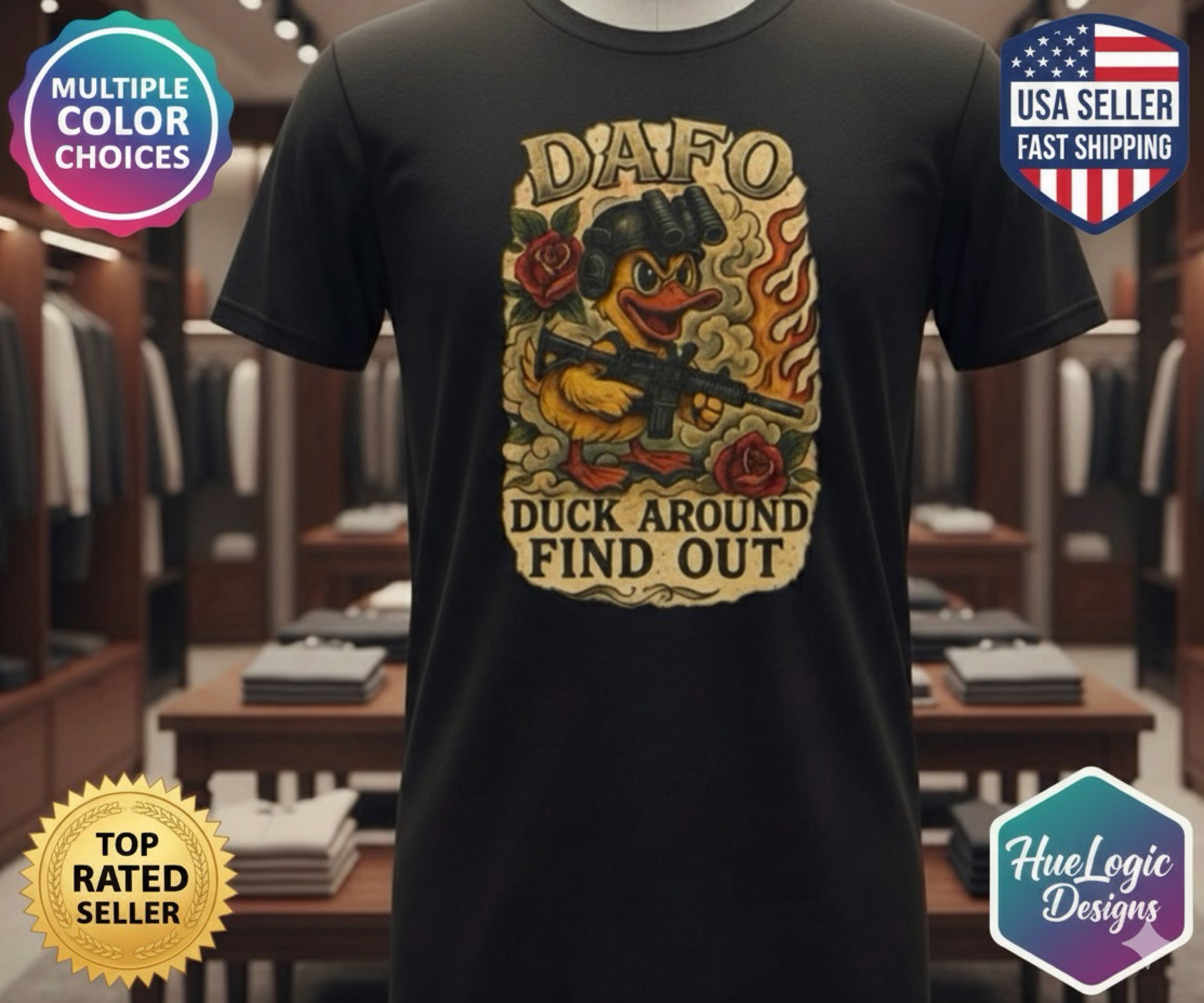 DAFO Duck Around Find Out Funny Rubber Duck Shirt Tactical Duck Graphic Tee Bold Military Humor Shirt product thumbnail image