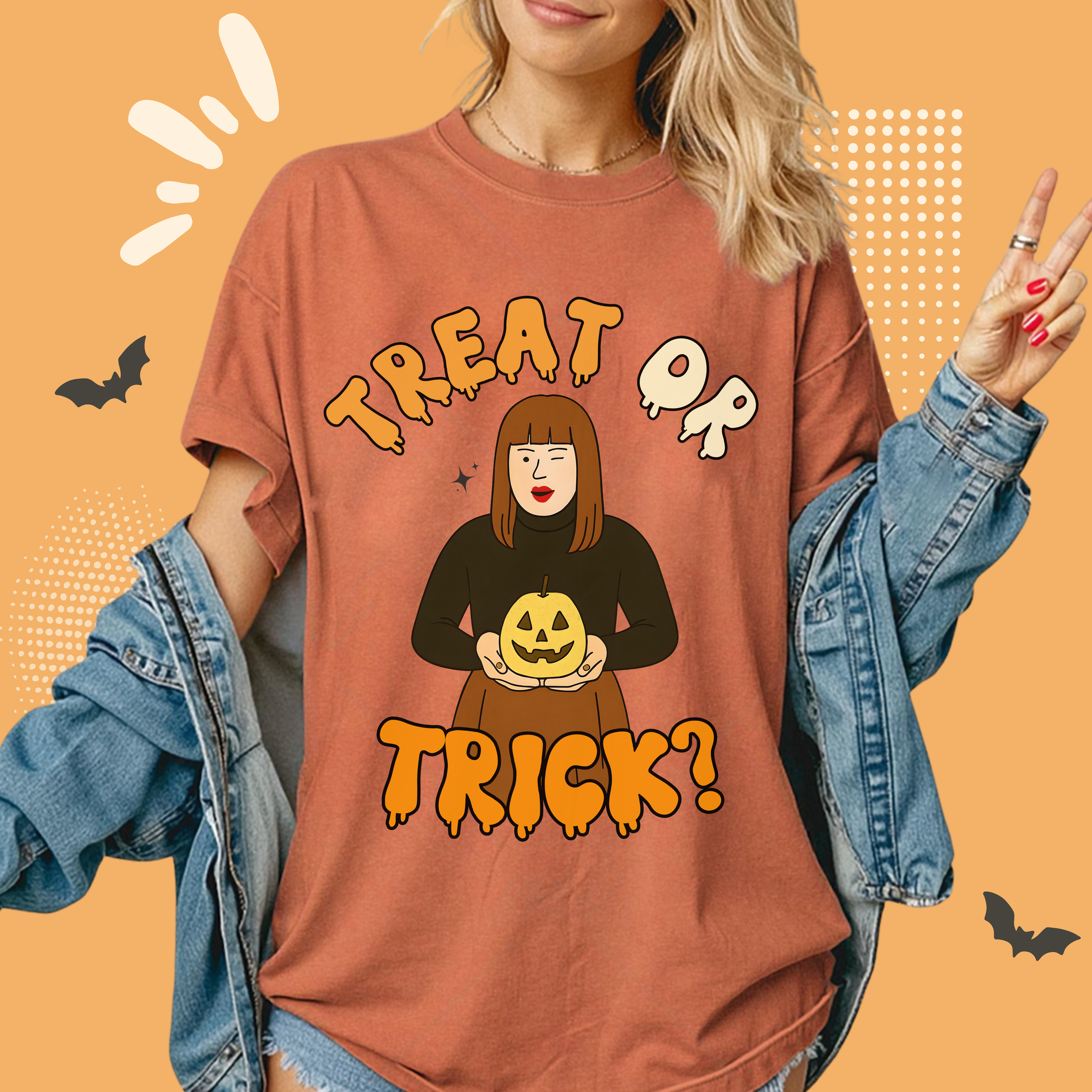 Halloween Graphic Tee, Unisex T-shirt, Treat or Trick Design, Spooky Season Apparel, Holiday Gift, Fall Fashion, Funny Halloween T-Shirt, Viral Meme Tee, Sister Hong T-shirt, Unisex Spooky Season Graphic Tee, Cute Halloween Gift Idea product thumbnail image Halloween Graphic Tee, Unisex T-shirt, Treat or Trick Design, Spooky Season Apparel, Holiday Gift, Fall Fashion, Funny Halloween T-Shirt, Viral Meme Tee, Sister Hong T-shirt, Unisex Spooky Season Graphic Tee, Cute Halloween Gift Idea product thumbnail image