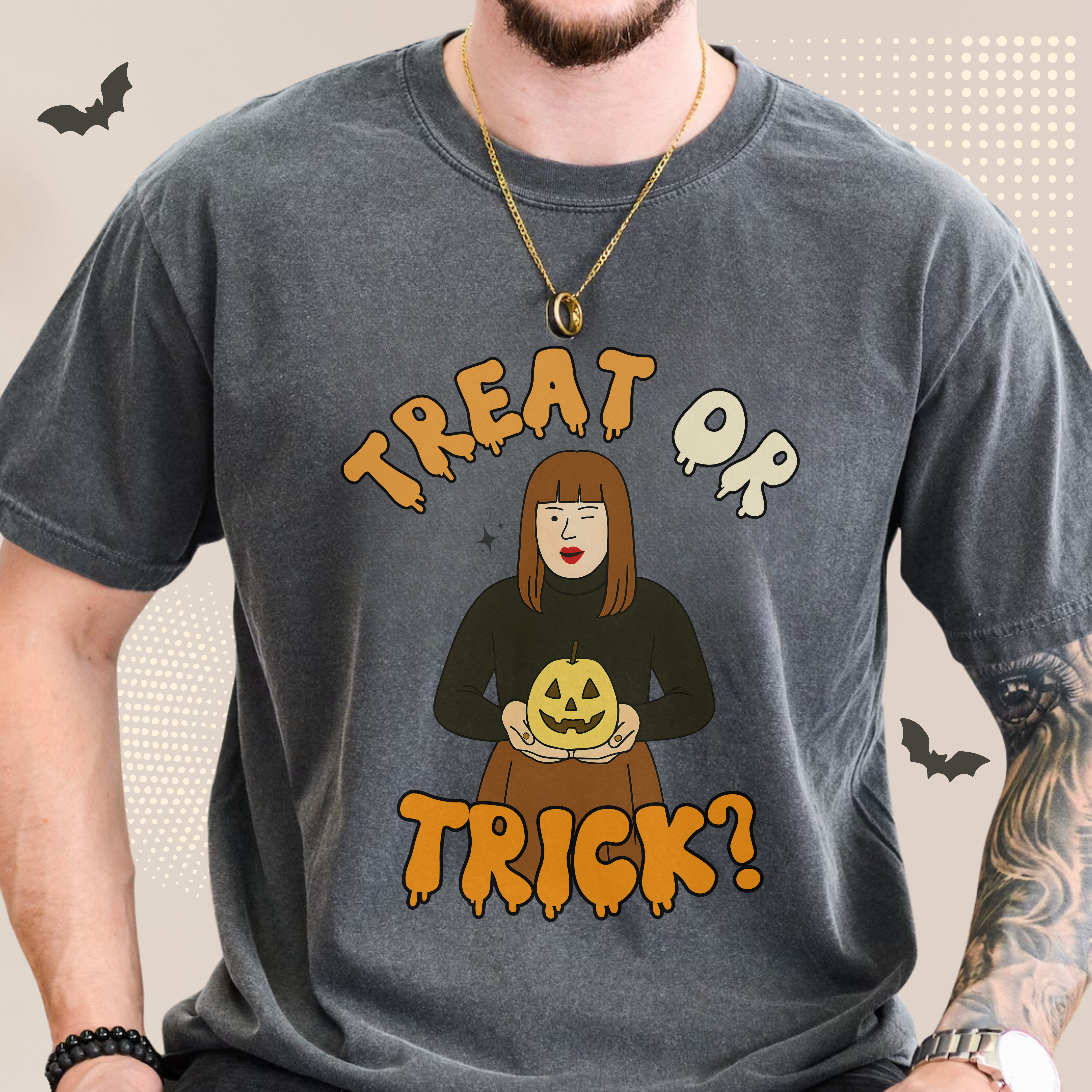 Halloween Graphic Tee, Unisex T-shirt, Treat or Trick Design, Spooky Season Apparel, Holiday Gift, Fall Fashion, Funny Halloween T-Shirt, Viral Meme Tee, Sister Hong T-shirt, Unisex Spooky Season Graphic Tee, Cute Halloween Gift Idea product thumbnail image Halloween Graphic Tee, Unisex T-shirt, Treat or Trick Design, Spooky Season Apparel, Holiday Gift, Fall Fashion, Funny Halloween T-Shirt, Viral Meme Tee, Sister Hong T-shirt, Unisex Spooky Season Graphic Tee, Cute Halloween Gift Idea product thumbnail image