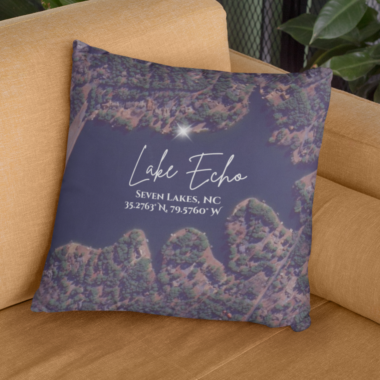 Lake Echo Pillow, Map with option to personalize GPS coordinates. product thumbnail image Lake Echo Pillow, Map with option to personalize GPS coordinates. product thumbnail image