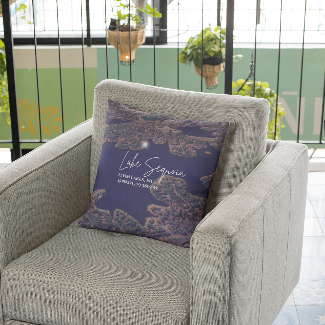 Lake Sequoia Pillow, Map with option to personalize GPS coordinates. product thumbnail image Lake Sequoia Pillow, Map with option to personalize GPS coordinates. product thumbnail image