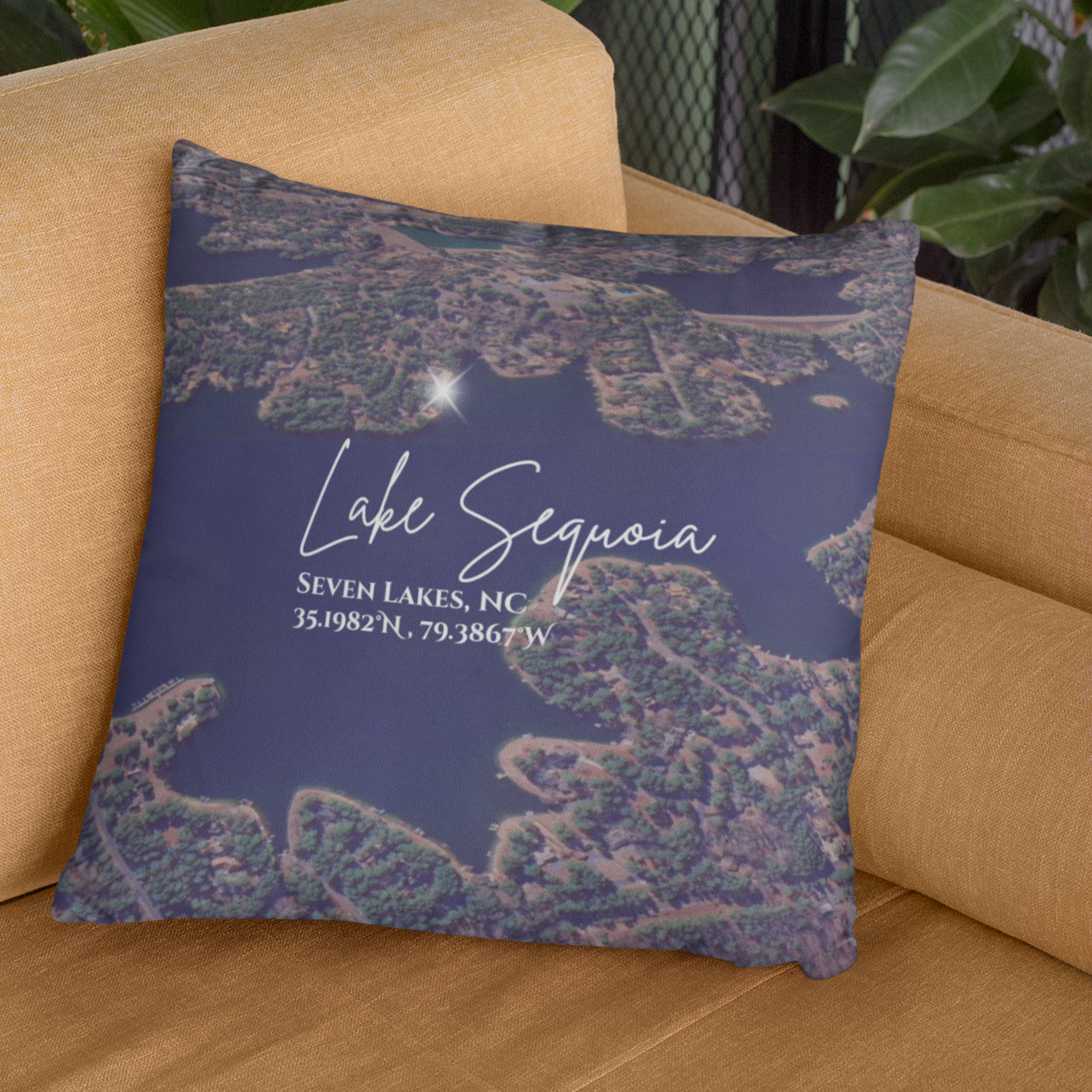 Lake Sequoia Pillow, Map with option to personalize GPS coordinates. product thumbnail image Lake Sequoia Pillow, Map with option to personalize GPS coordinates. product thumbnail image