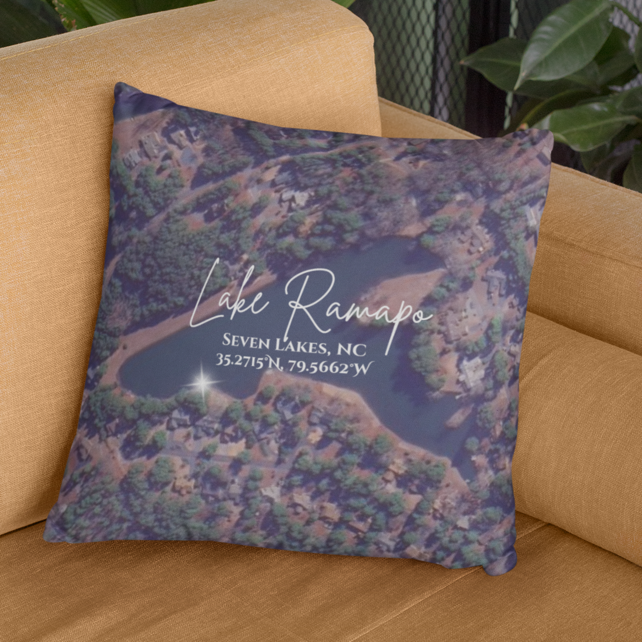 Lake Ramapo Pillow, Map with option to personalize GPS coordinates. product thumbnail image Lake Ramapo Pillow, Map with option to personalize GPS coordinates. product thumbnail image