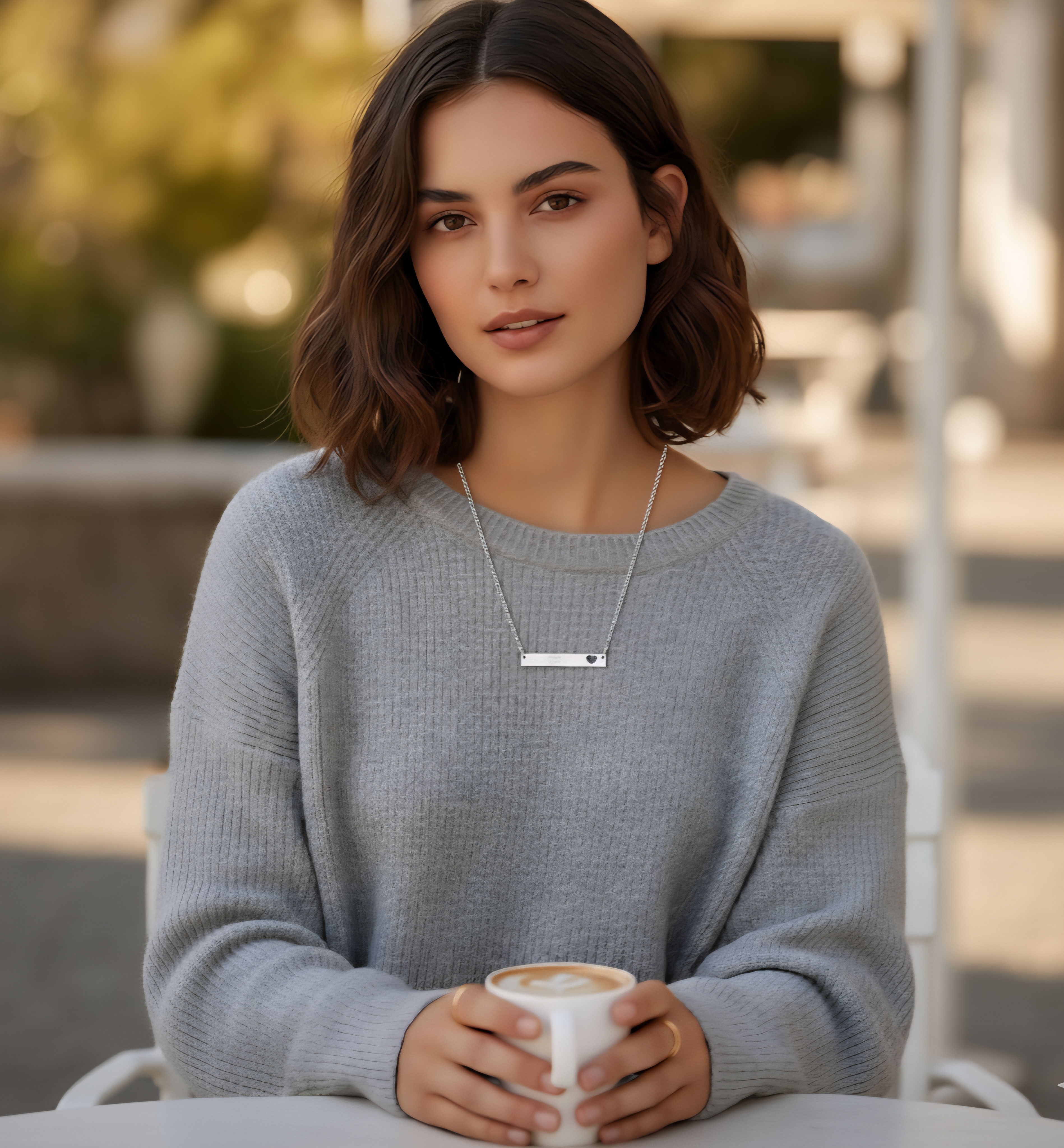 Cutout Heart Bar Necklace | Personalized Jewelry Engraved Gift product thumbnail image Cutout Heart Bar Necklace | Personalized Jewelry Engraved Gift product thumbnail image
