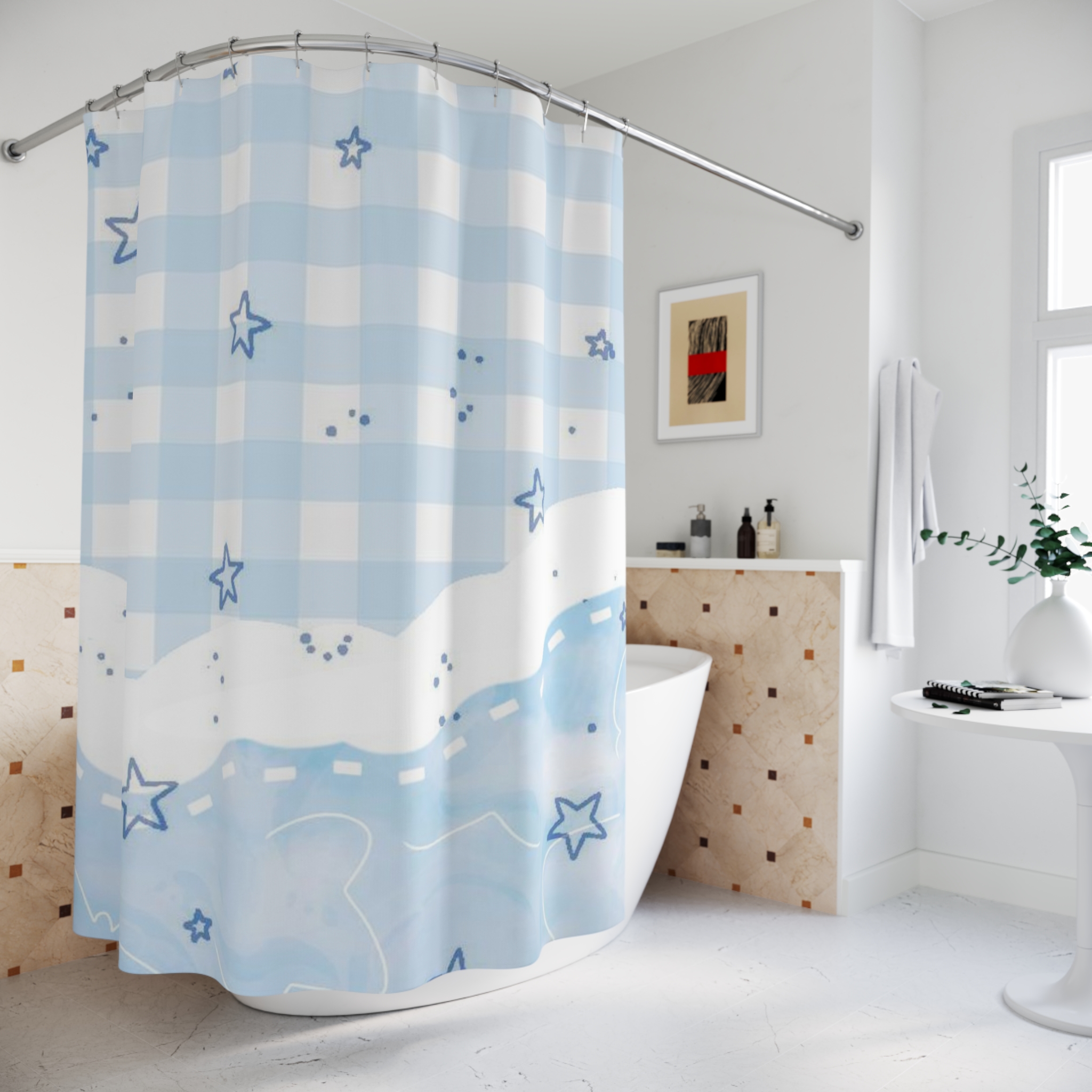 Personalized Shower Curtain, Modern Bathrooms, Privacy Divider, Home Decor, Home Theme, Bathroom Accessory, Custom Bathroom Gift ideas product thumbnail image Personalized Shower Curtain, Modern Bathrooms, Privacy Divider, Home Decor, Home Theme, Bathroom Accessory, Custom Bathroom Gift ideas product thumbnail image