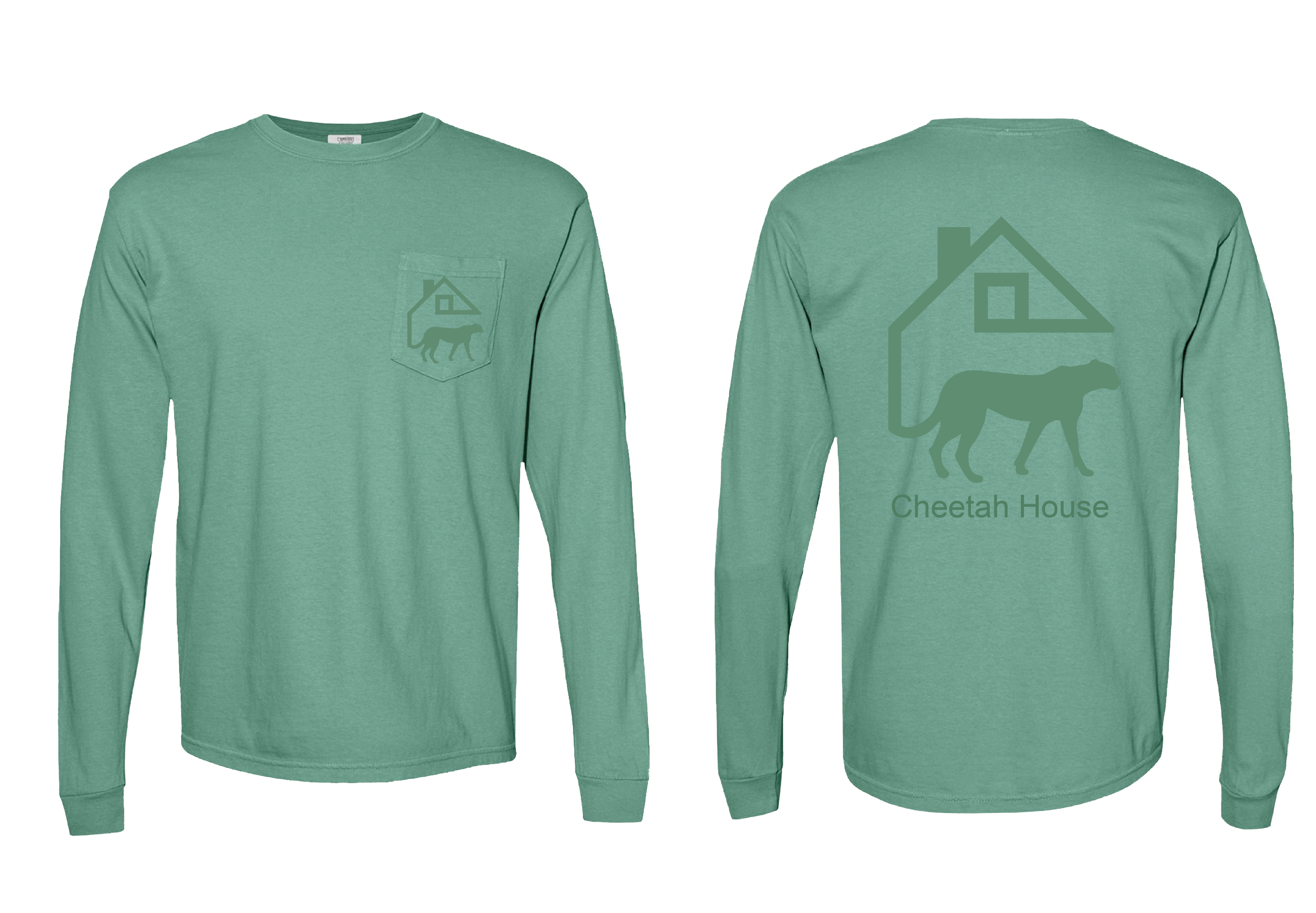 Cheetah House Long Sleeve Pocket Tee