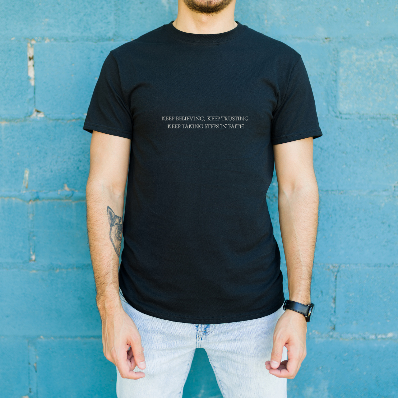 Angel Graphic Christian T-Shirt | Inspirational Quote Tee | Minimal Faith Design | Comfort Fit Unisex Shirt product thumbnail image