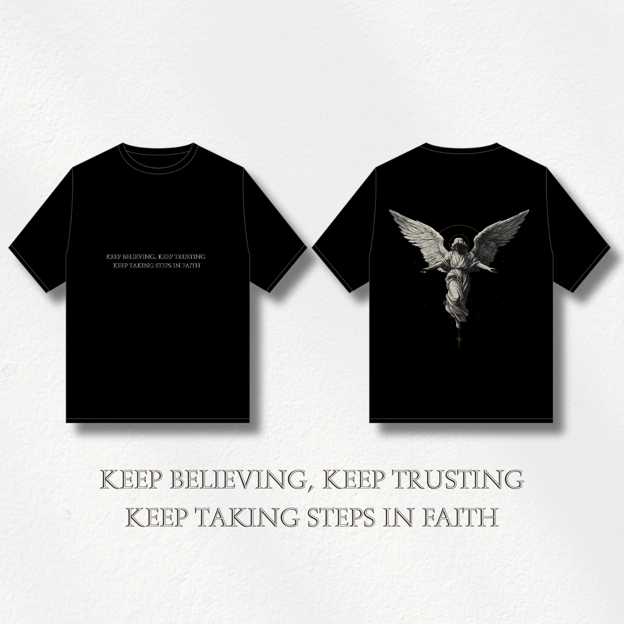 Angel Graphic Christian T-Shirt | Inspirational Quote Tee | Minimal Faith Design | Comfort Fit Unisex Shirt product thumbnail image