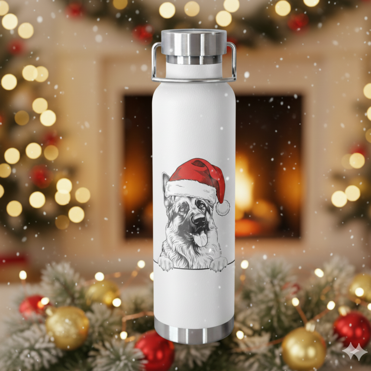 German Shepherd Festive Insulated Water Bottle, Christmas Gift for Dog Lovers product thumbnail image German Shepherd Festive Insulated Water Bottle, Christmas Gift for Dog Lovers product thumbnail image
