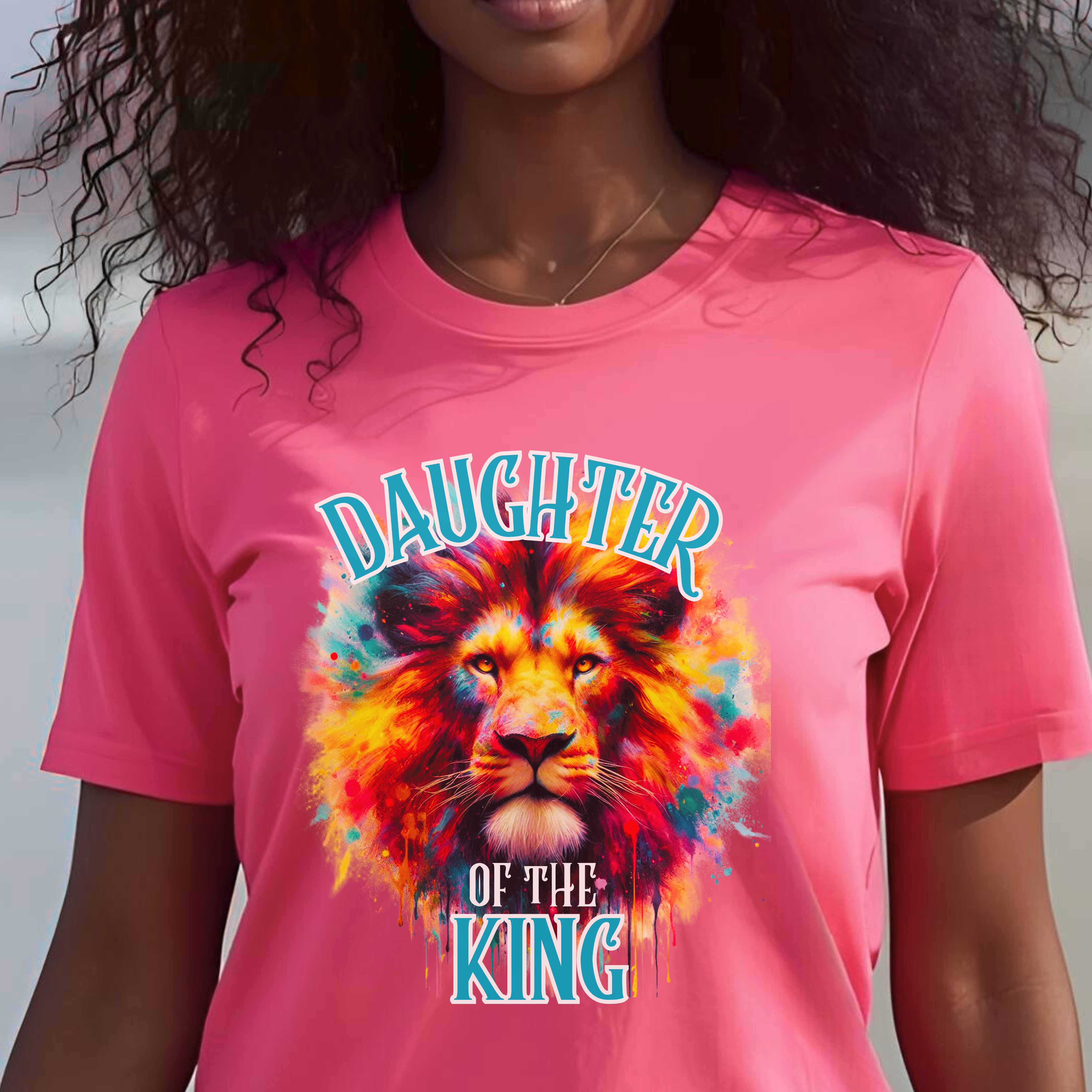 "Daughter Of A King" Faith T-Shirt Colorful Graphic Tee with Inspirational Message - Perfect for Motivation, and Everyday Style product thumbnail image