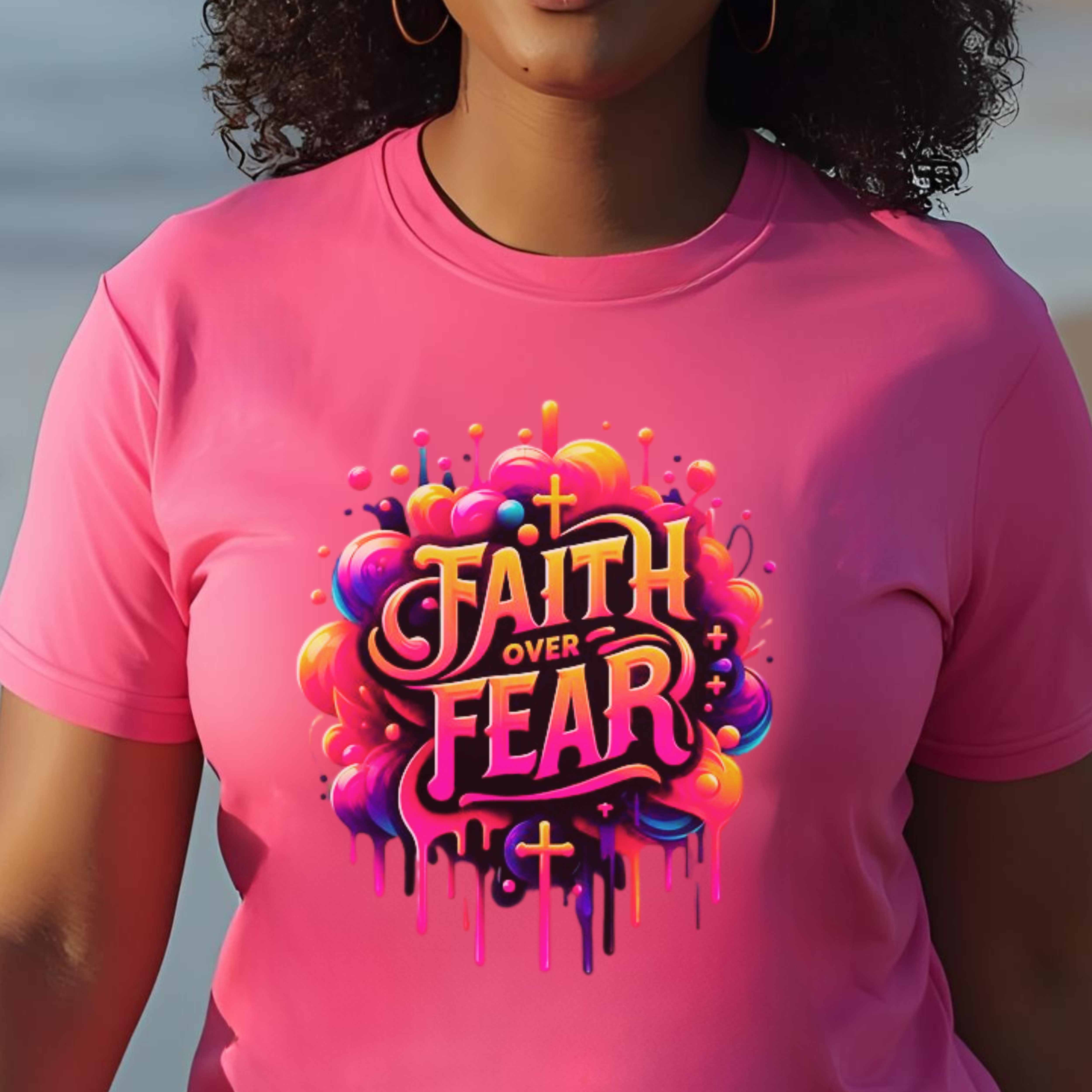 "Faith Over Fear" Christian Women's T-Shirt – Inspirational Faith-Based Apparel product thumbnail image "Faith Over Fear" Christian Women's T-Shirt – Inspirational Faith-Based Apparel product thumbnail image