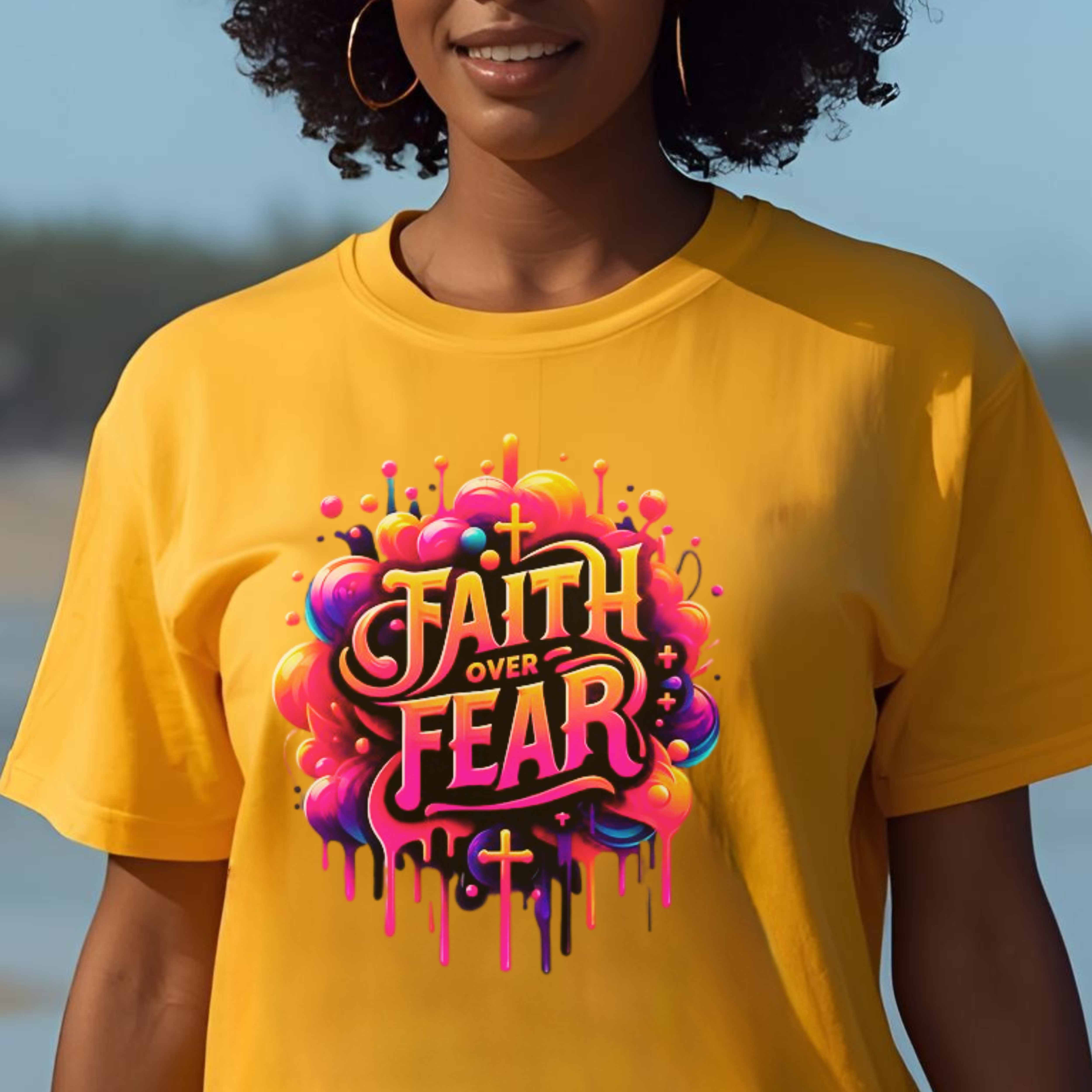 "Faith Over Fear" Christian Women's T-Shirt – Inspirational Faith-Based Apparel product thumbnail image "Faith Over Fear" Christian Women's T-Shirt – Inspirational Faith-Based Apparel product thumbnail image