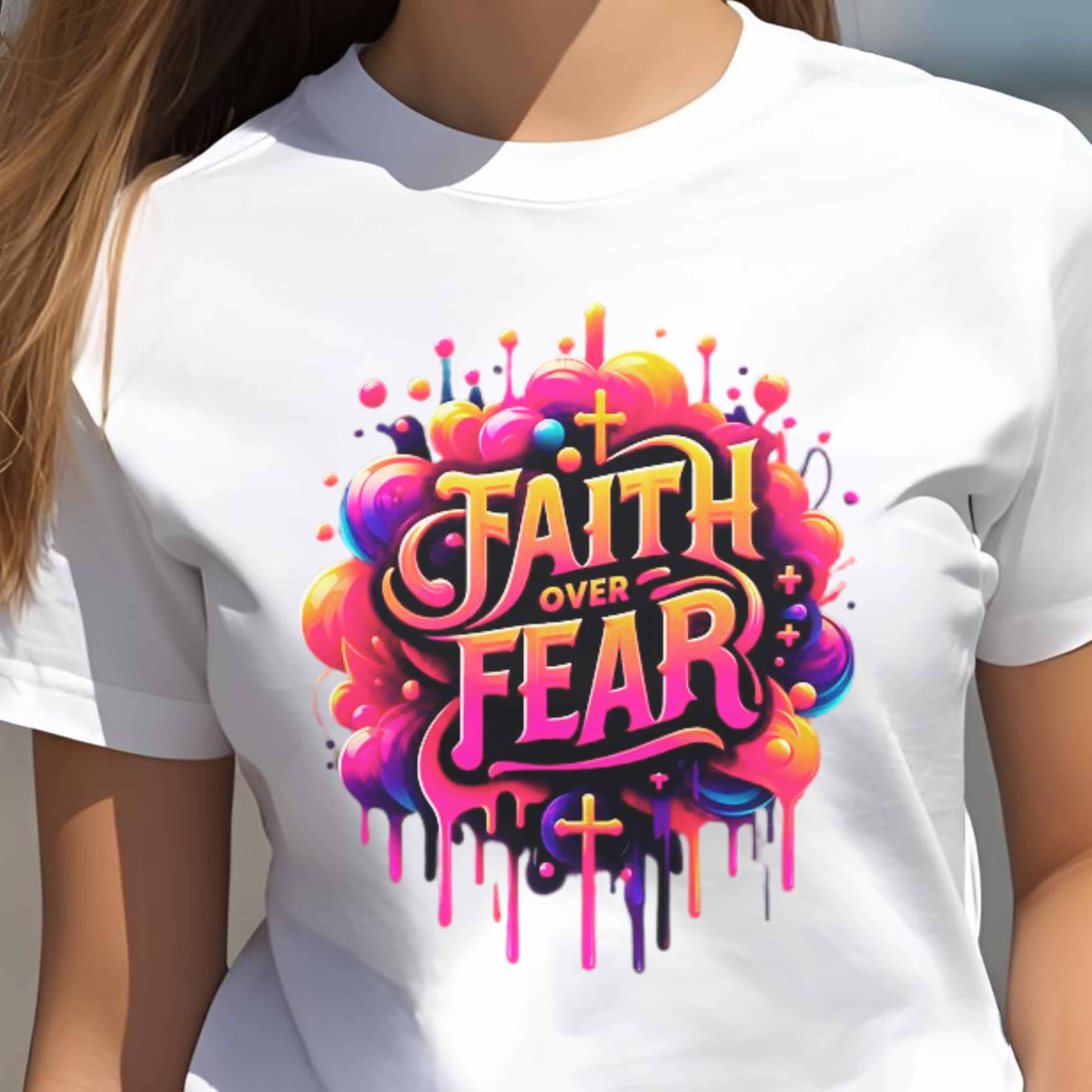 "Faith Over Fear" Christian Women's T-Shirt – Inspirational Faith-Based Apparel product thumbnail image "Faith Over Fear" Christian Women's T-Shirt – Inspirational Faith-Based Apparel product thumbnail image
