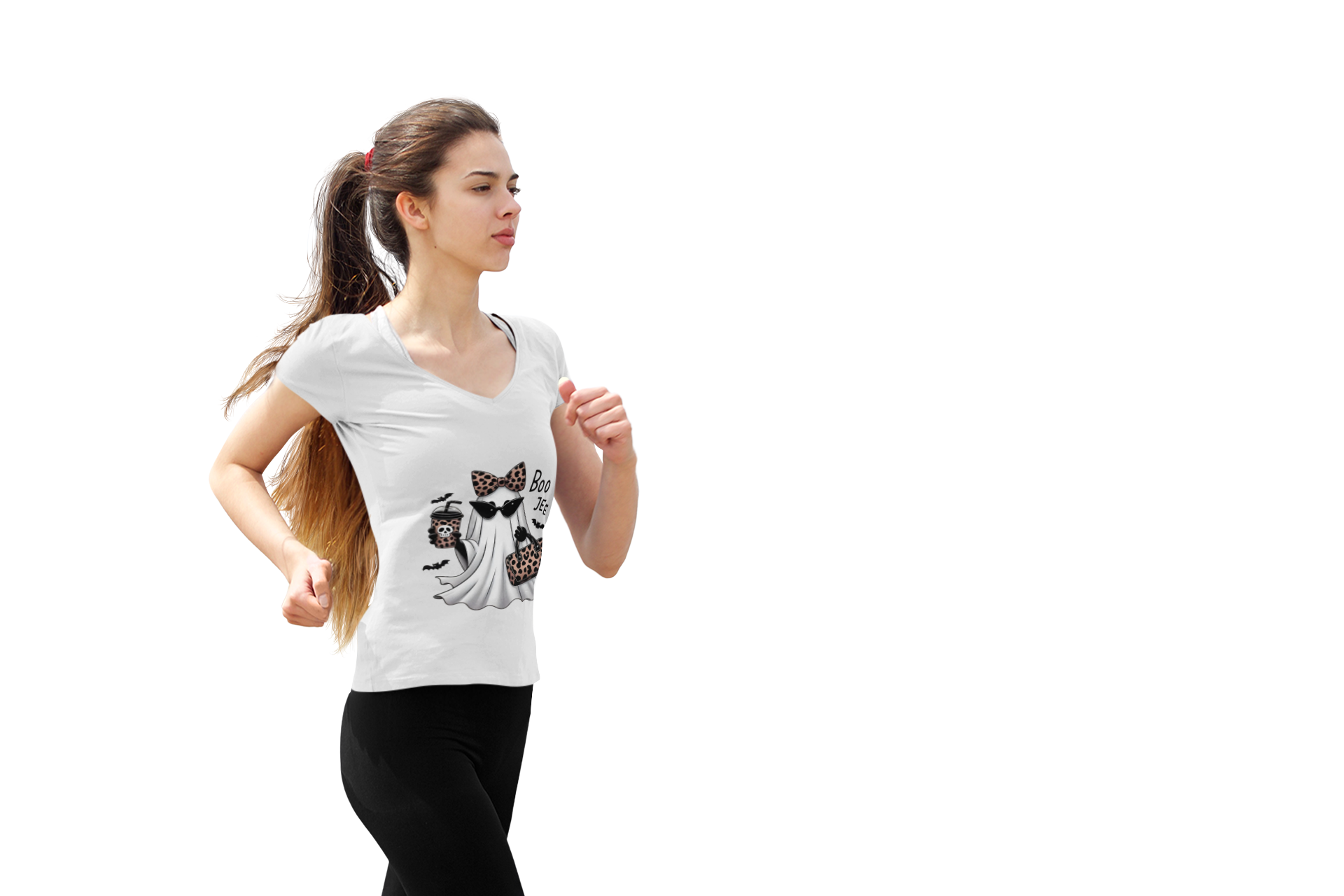 Boo-Jee Halloween V-Neck T-Shirt | Cute Leopard Print Ghost Tee | Fall Fashion for Women product thumbnail image Boo-Jee Halloween V-Neck T-Shirt | Cute Leopard Print Ghost Tee | Fall Fashion for Women product thumbnail image