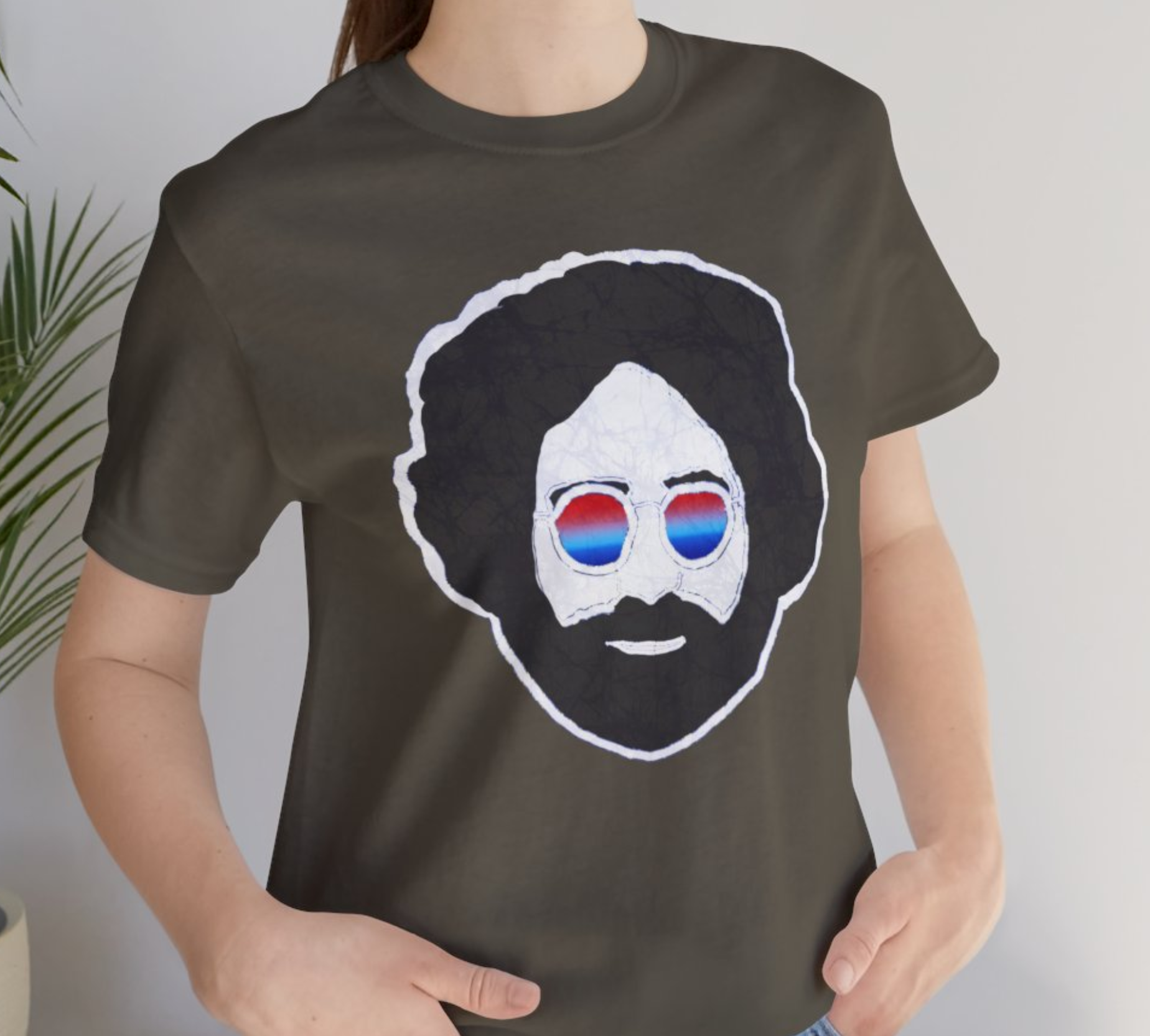 Tshirt Jerry Garcia Batik Style Unisex Tee Shakedown Fat Man Rocks  