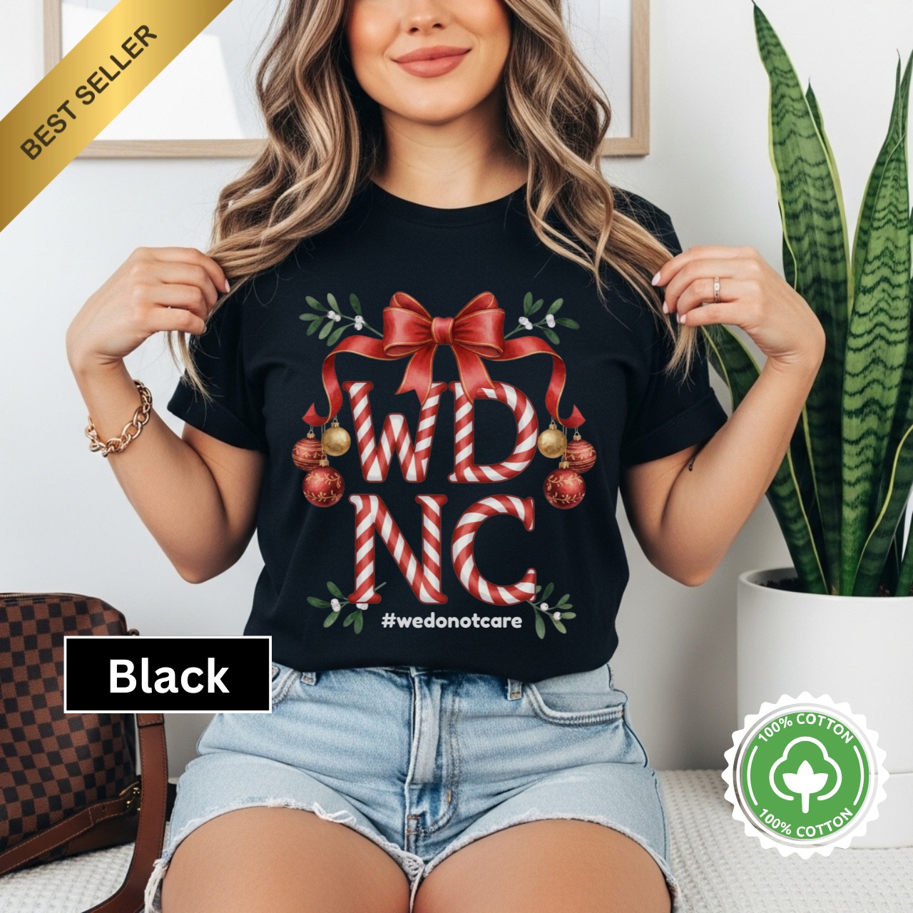 WDNC Club Christmas Shirt Festive Holiday T-Shirt, #wedonotcare, Christmas Apparel, Unisex Tees, Casual Wear, Gift for Friends product thumbnail image