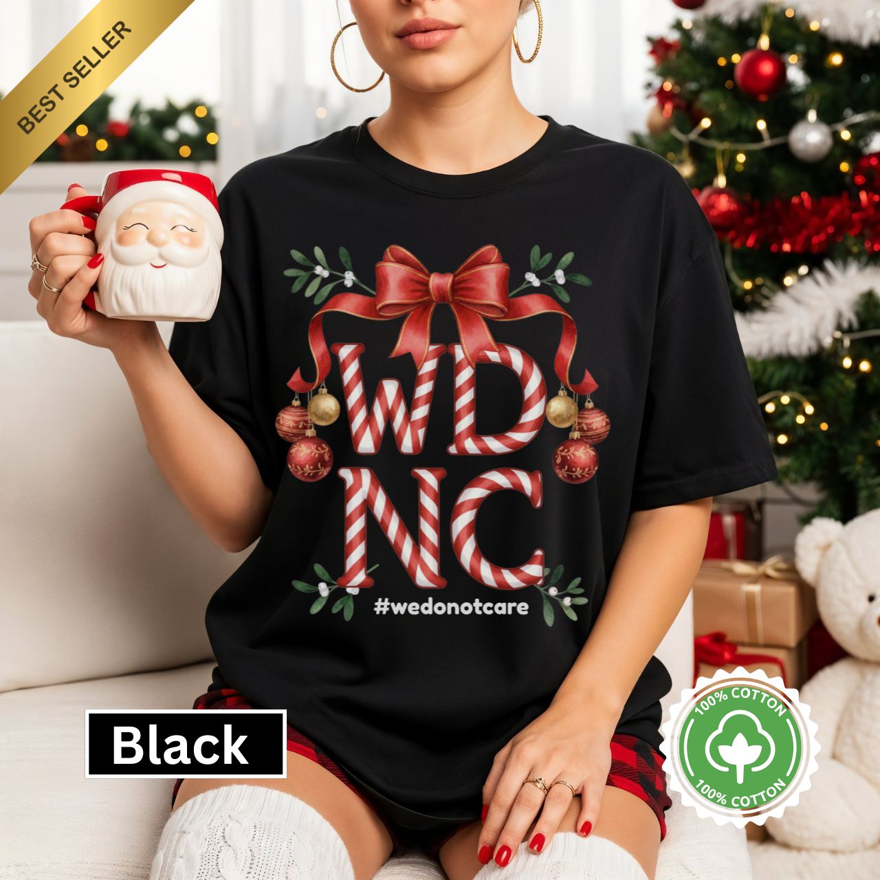 WDNC Club Christmas Shirt Festive Holiday T-Shirt, #wedonotcare, Christmas Apparel, Unisex Tees, Casual Wear, Gift for Friends