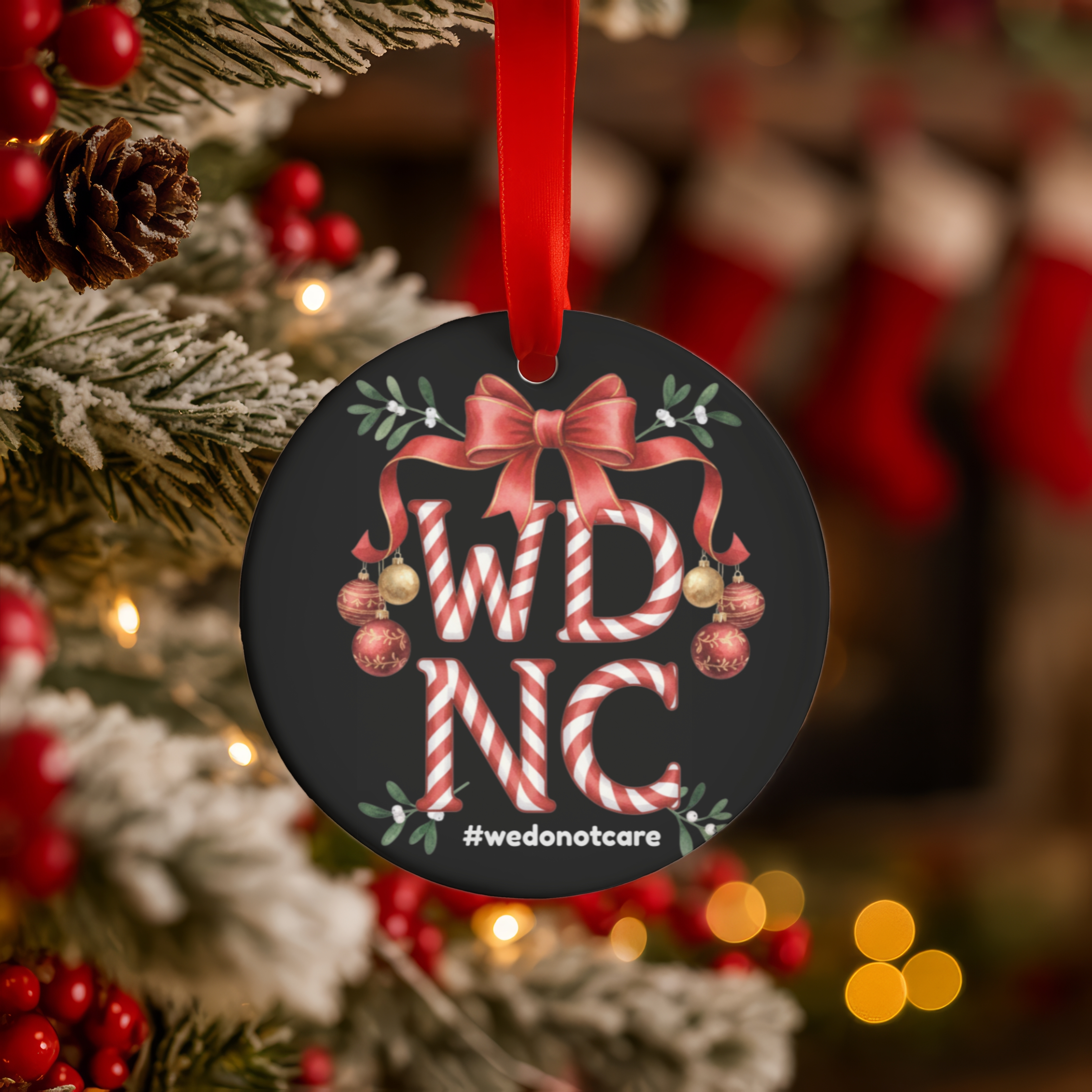 WDNC Christmas Ceramic Ornament, Holiday Decor, Christmas Gift, Customizable Ornaments, Festive Home Decoration, Unique Gift Idea