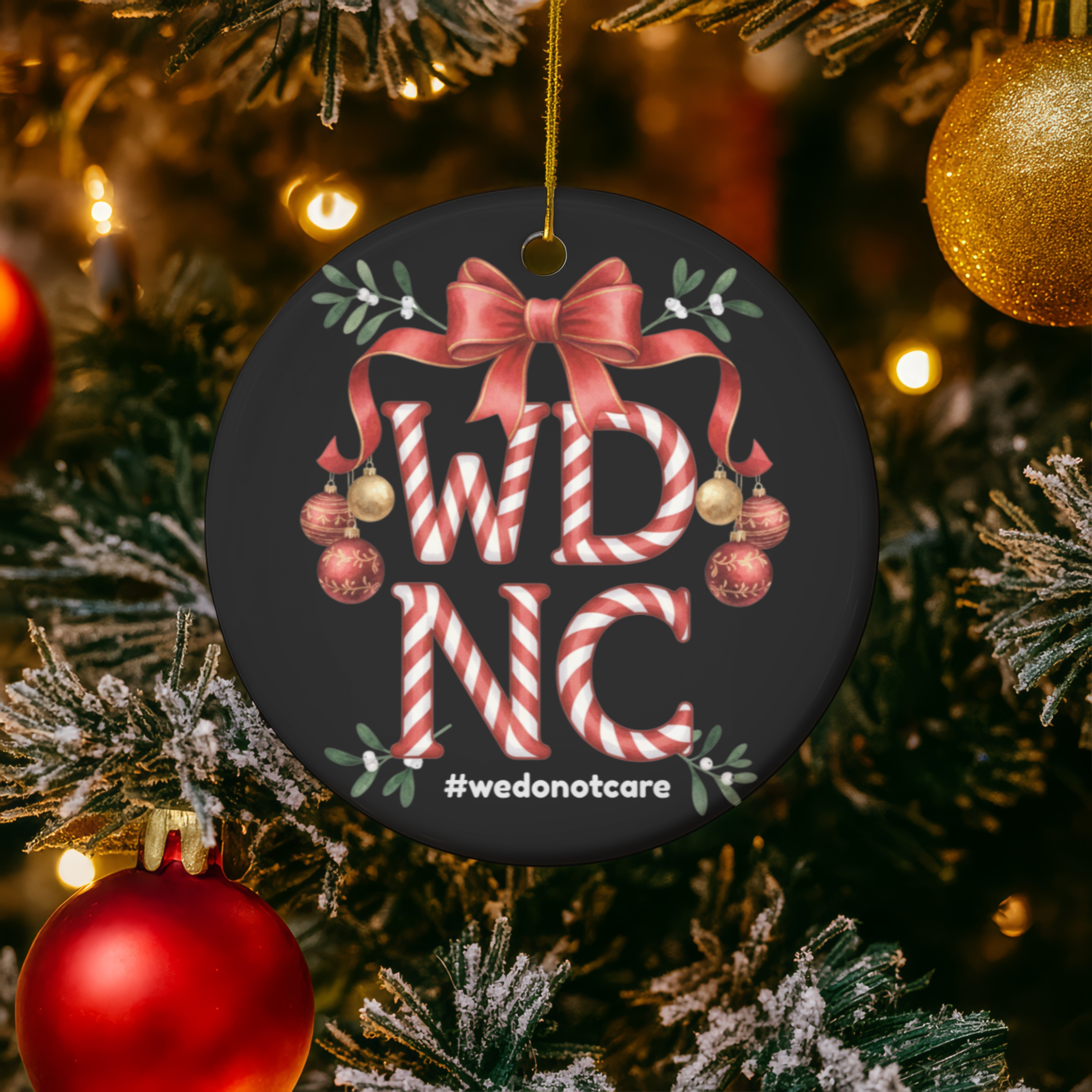 WDNC Christmas Ceramic Ornament, Holiday Decor, Christmas Gift, Customizable Ornaments, Festive Home Decoration, Unique Gift Idea product thumbnail image