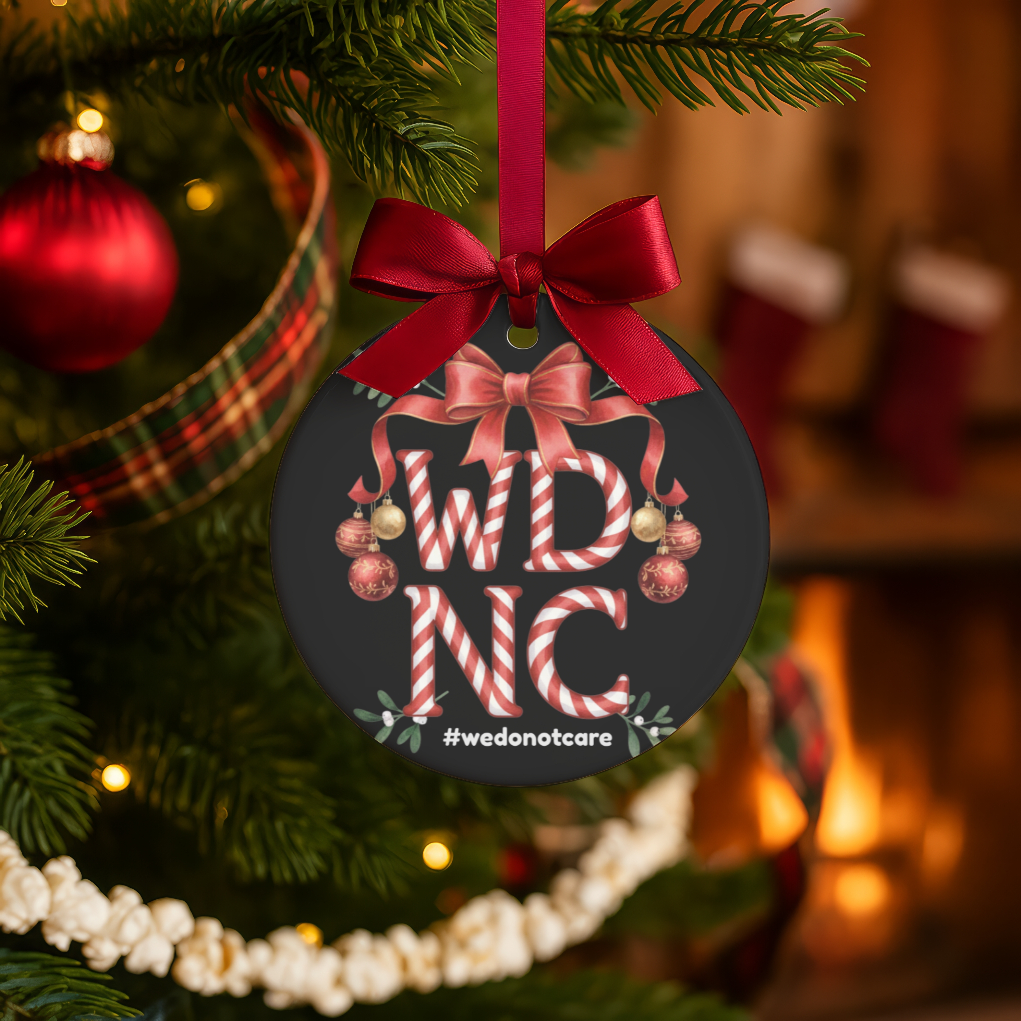 WDNC Christmas Ceramic Ornament, Holiday Decor, Christmas Gift, Customizable Ornaments, Festive Home Decoration, Unique Gift Idea product thumbnail image