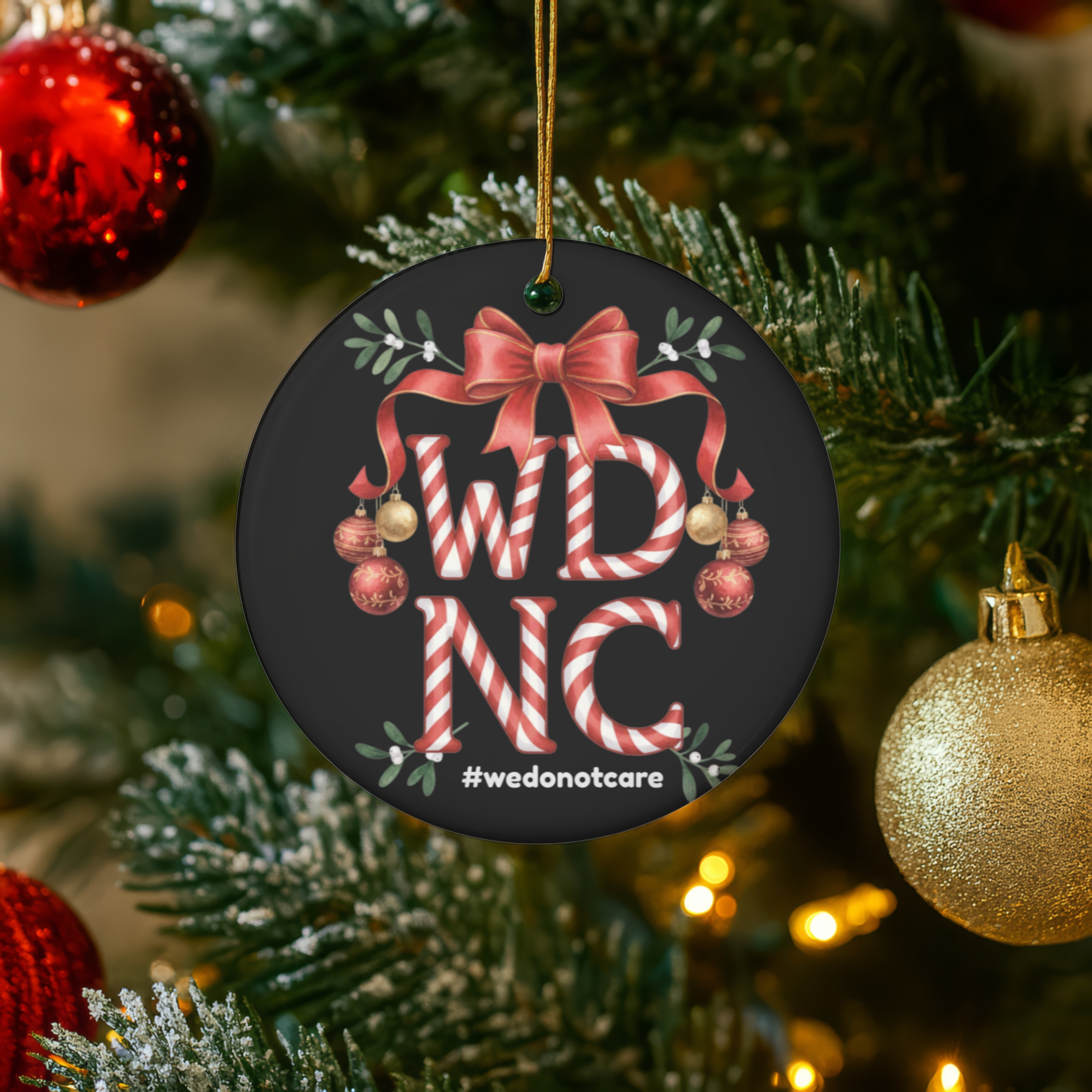 WDNC Christmas Ceramic Ornament, Holiday Decor, Christmas Gift, Customizable Ornaments, Festive Home Decoration, Unique Gift Idea product thumbnail image