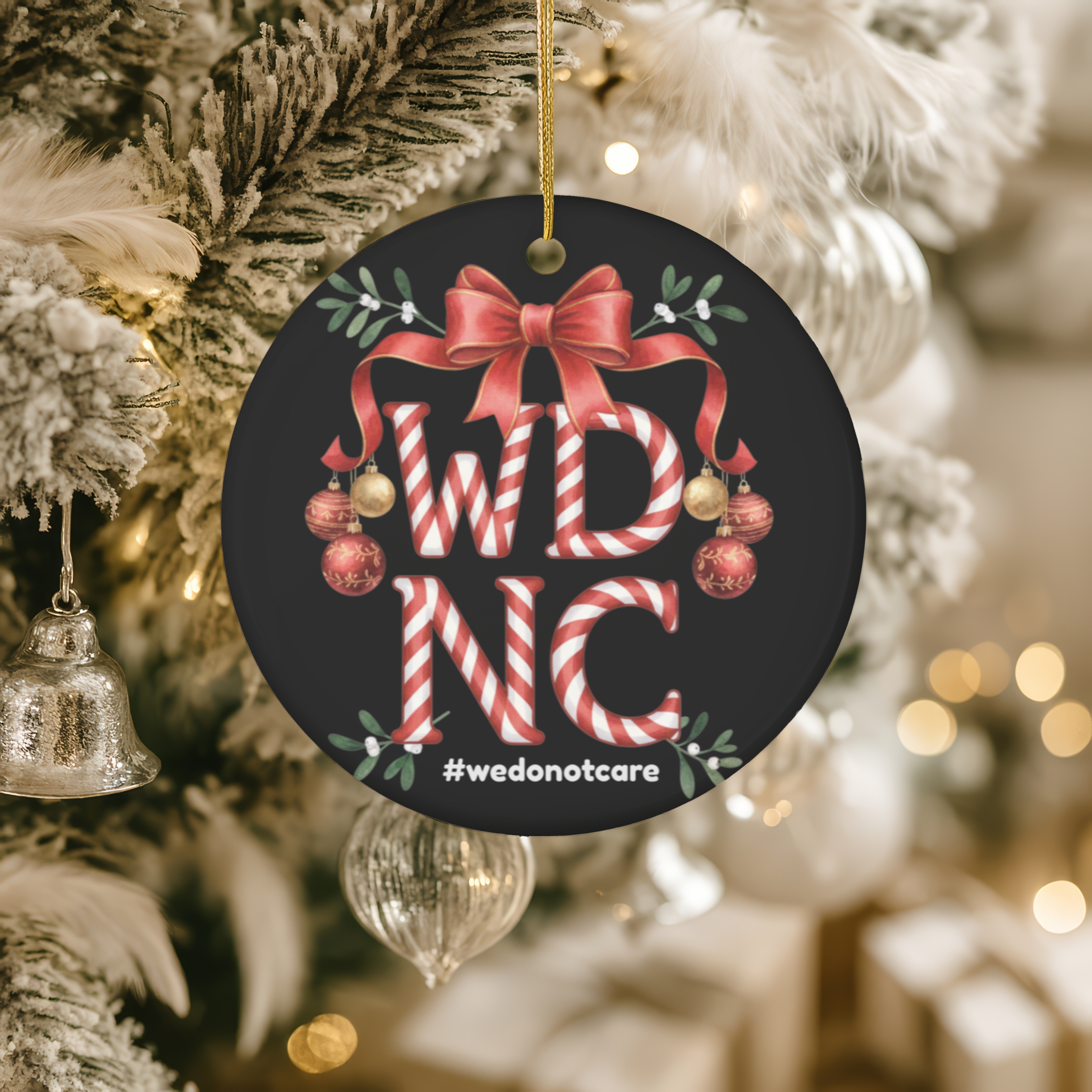 WDNC Christmas Ceramic Ornament, Holiday Decor, Christmas Gift, Customizable Ornaments, Festive Home Decoration, Unique Gift Idea product thumbnail image