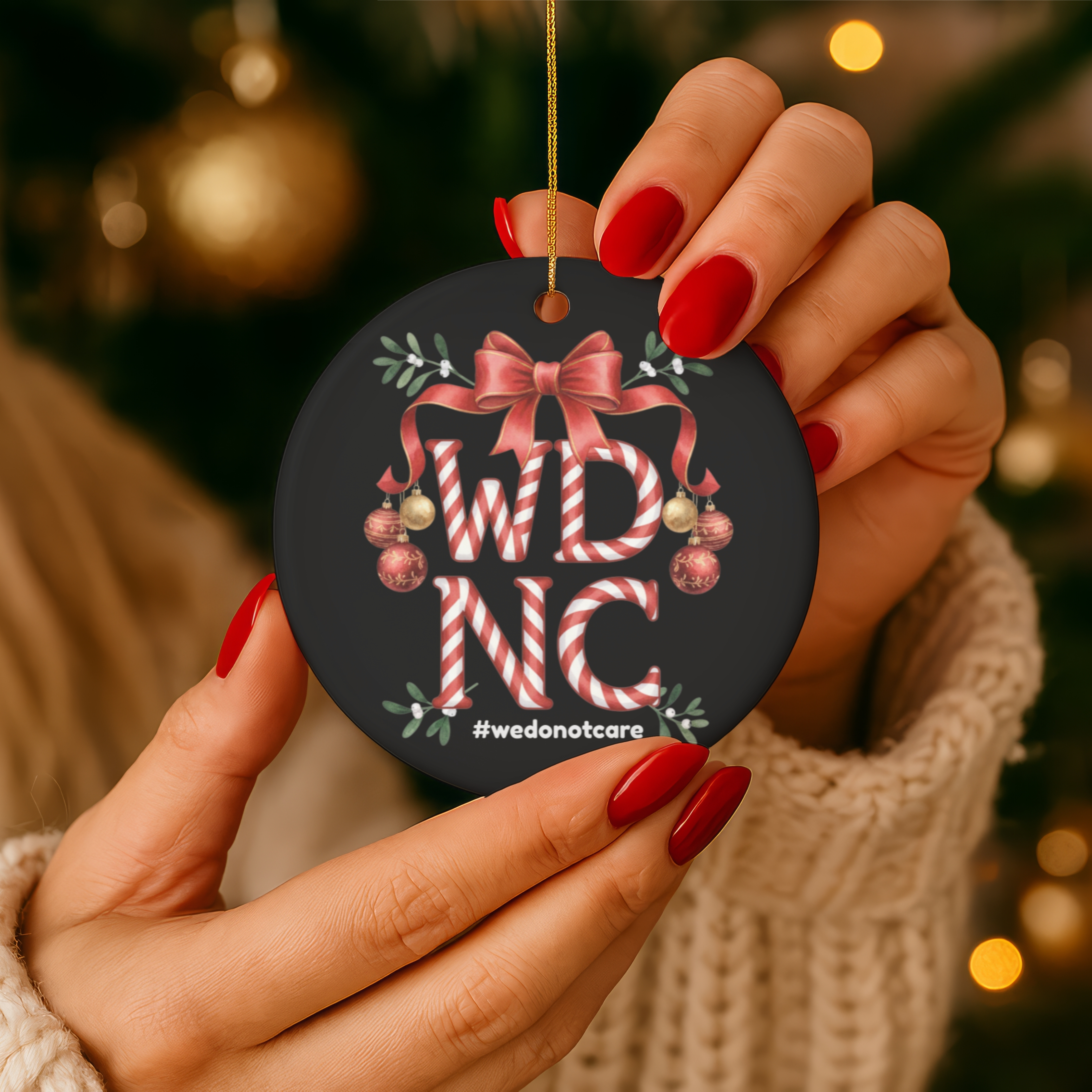 WDNC Christmas Ceramic Ornament, Holiday Decor, Christmas Gift, Customizable Ornaments, Festive Home Decoration, Unique Gift Idea product thumbnail image