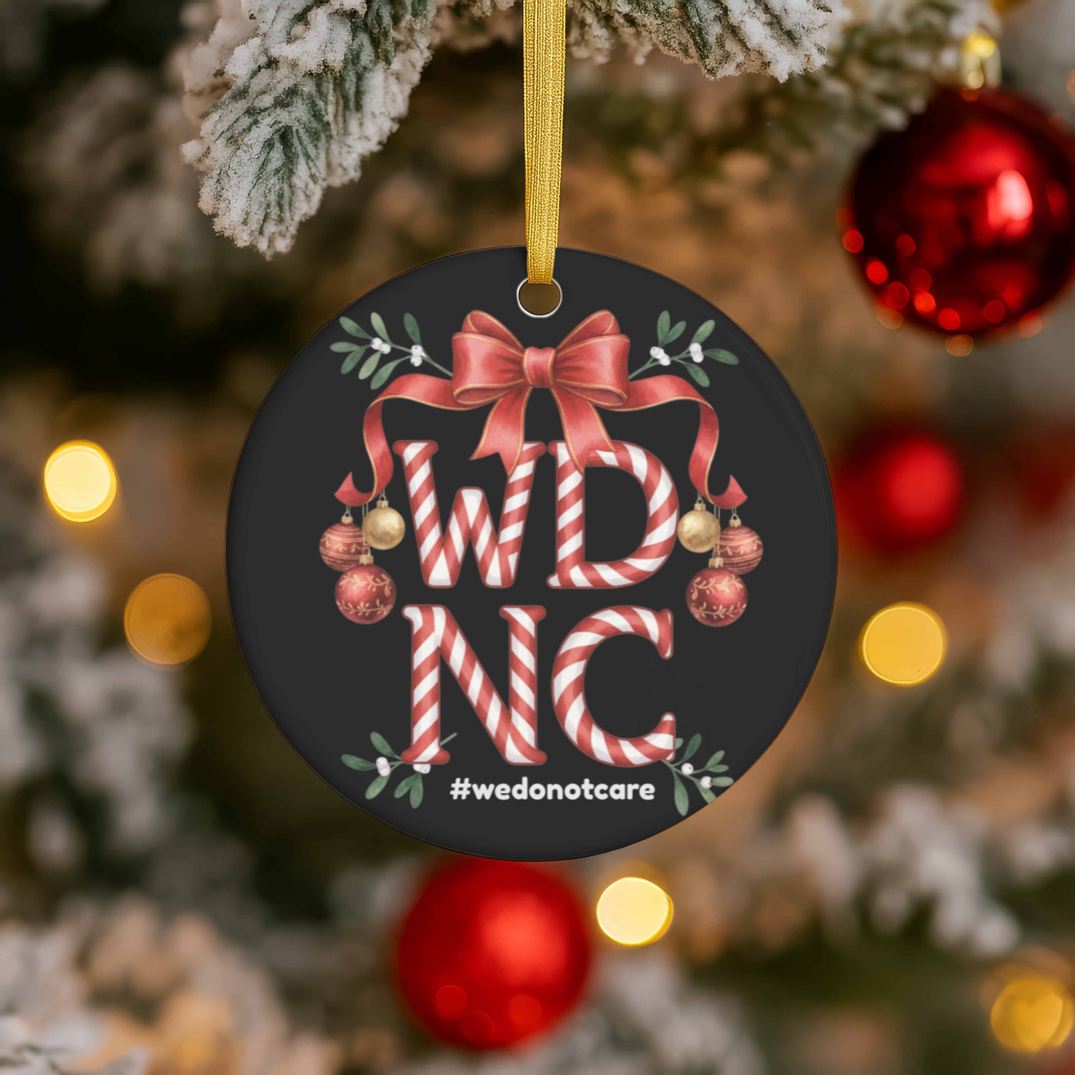 WDNC Christmas Ceramic Ornament, Holiday Decor, Christmas Gift, Customizable Ornaments, Festive Home Decoration, Unique Gift Idea product thumbnail image